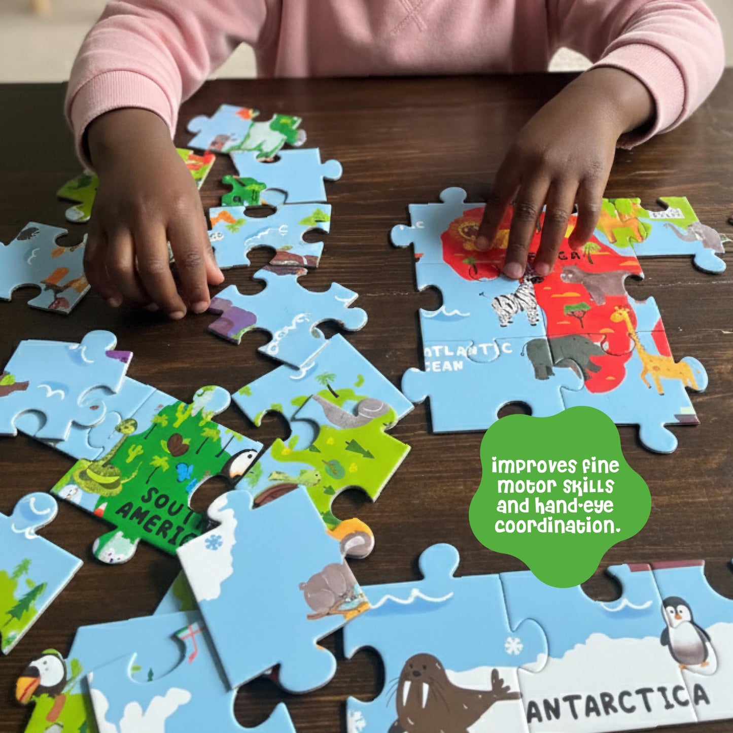 Giant Puzzles - Floor Puzzles for Preschoolers - with Interactive Standing Figures (World Map)