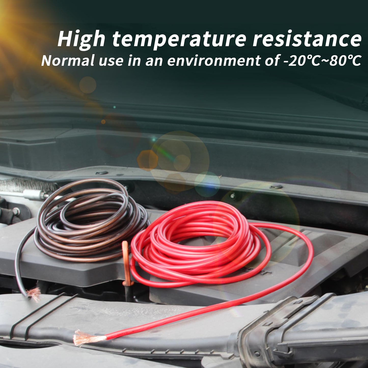 0 Gauge Wire (25FT Black + 25FT Red) CCA, Low Voltage Primary Automotive or Ground Cable, 1/0 Battery Cable, Car Audio, RV, Car Amplifier Power, Amp Wiring, Translucent Jacket
