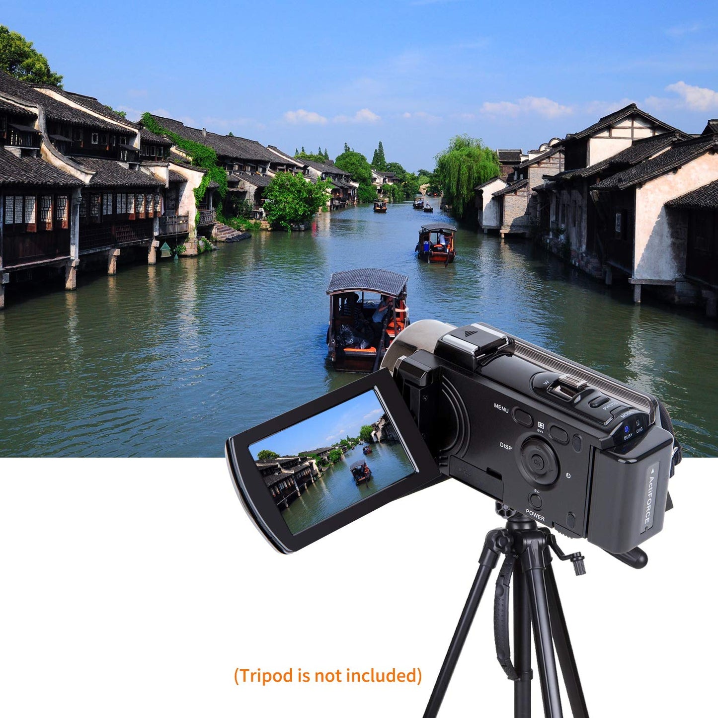 kicteck Video Camera Camcorder Digital Camera Recorder Full HD 1080P 15FPS 24MP 3.0 Inch 270 Degree Rotation LCD 16X Zoom Camcorder with 2 Batteries(604s)