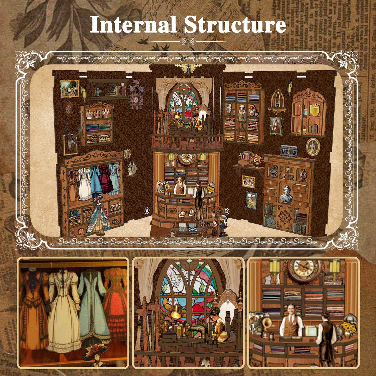 Book Nook Kit, DIY Dollhouse Booknook, Book Nook Miniature Kit for Bookshelf Insert