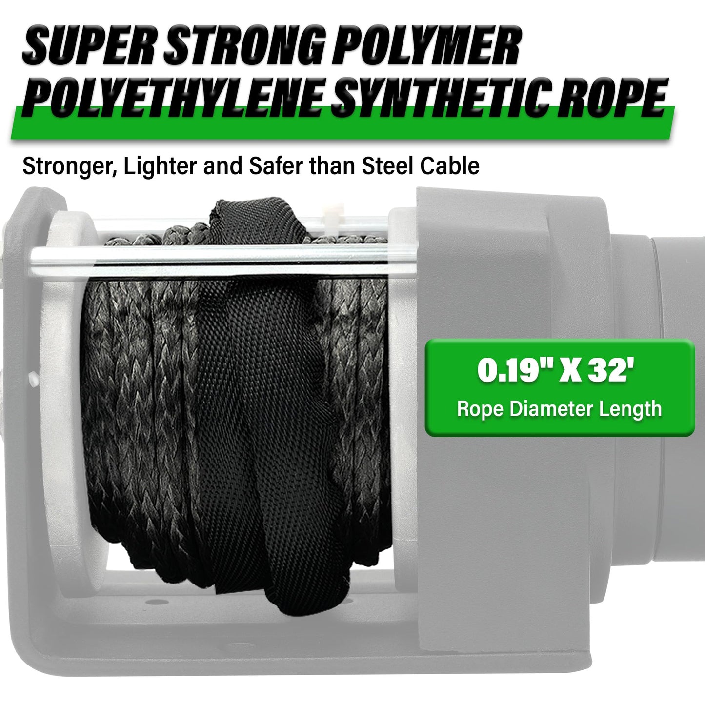 2500 lb ATV Electric Winch, 12V DC, Heavy Duty Synthetic Winch Rope 1/5" x 32FT, Wired Remote Control, Includes Fairlead, Winch Mounting Plate, Ideal for Off-Road, ATV, UTV, Boat Towing Off Road