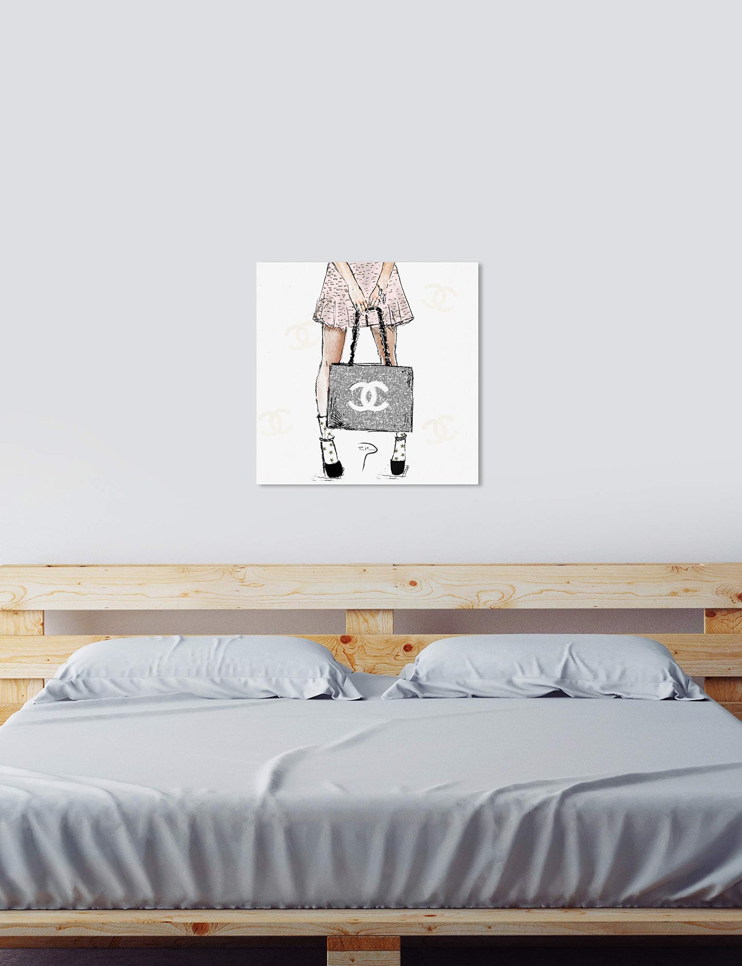 The Oliver Gal Artist Co. Fashion and Glam Wall Art Canvas Prints 'Pily Montiel-Tweed Girl Rose' Home Décor, 30" x 30", Gray, Pink