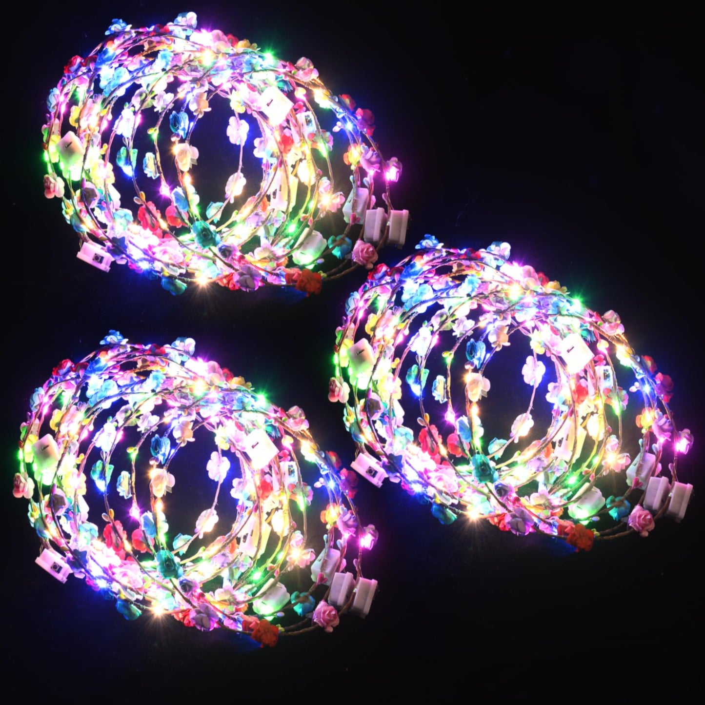 QSJQllo 50 Pcs LED Flower Crowns Headbands,Light up Headbands For Women,Glow in The dark headband wreath,Suitable for birthdays, weddings, Halloween, Christmas, Role-Playing,Beach Parties