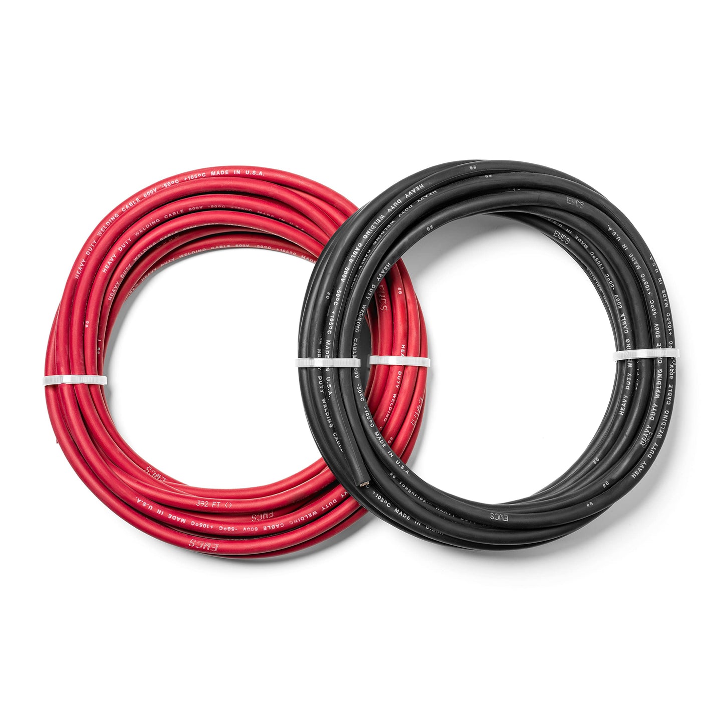 EWCS 6 Gauge Premium Extra Flexible Welding Cable 600 Volt Combo Pack - Black+Red 25 Feet of Each - Made in The USA