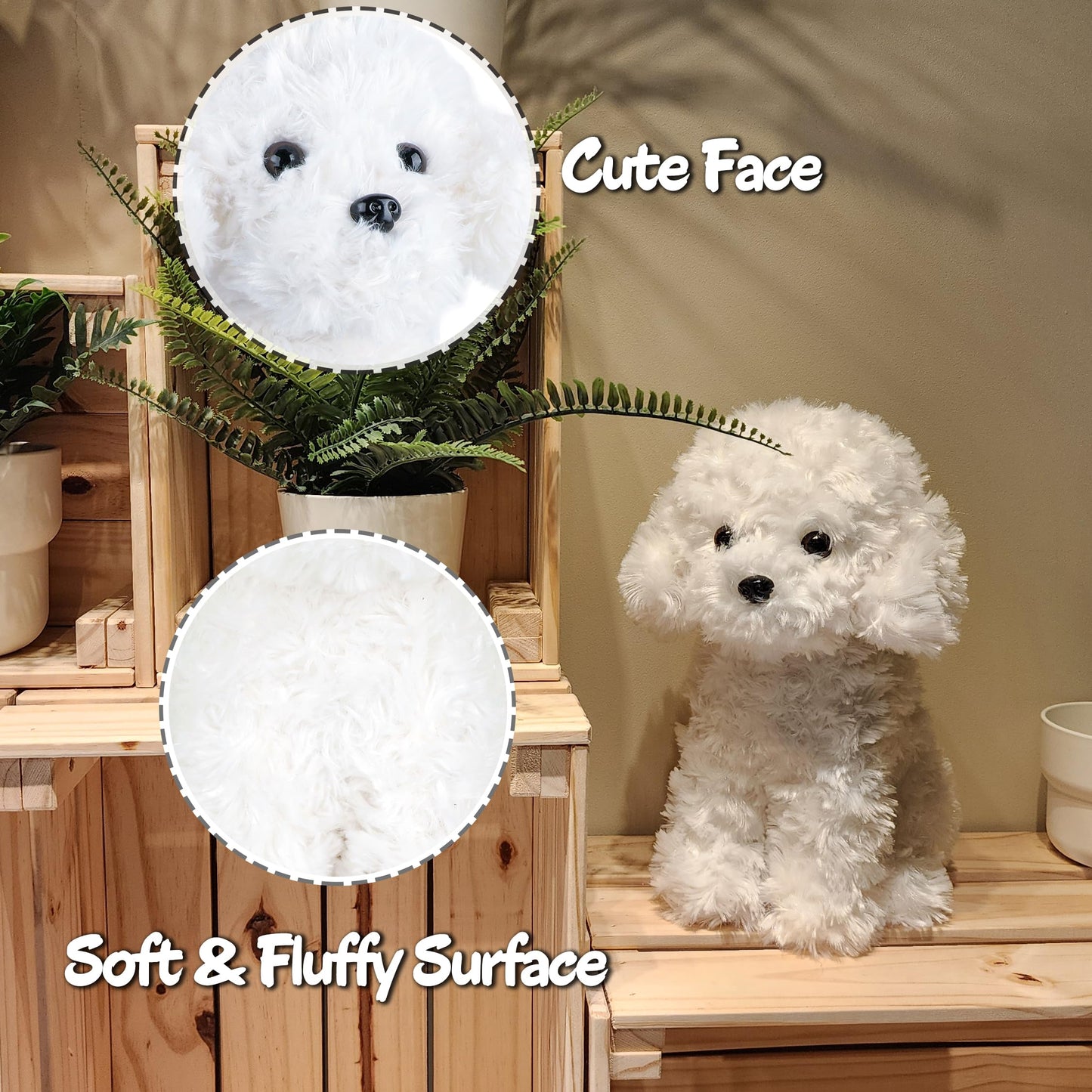 WEIGEDU White Toy Poodle Stuffed Animal - Bichon Frise/Maltese/White Labradoodle Plush Toy for Kids and Babies, 32cm
