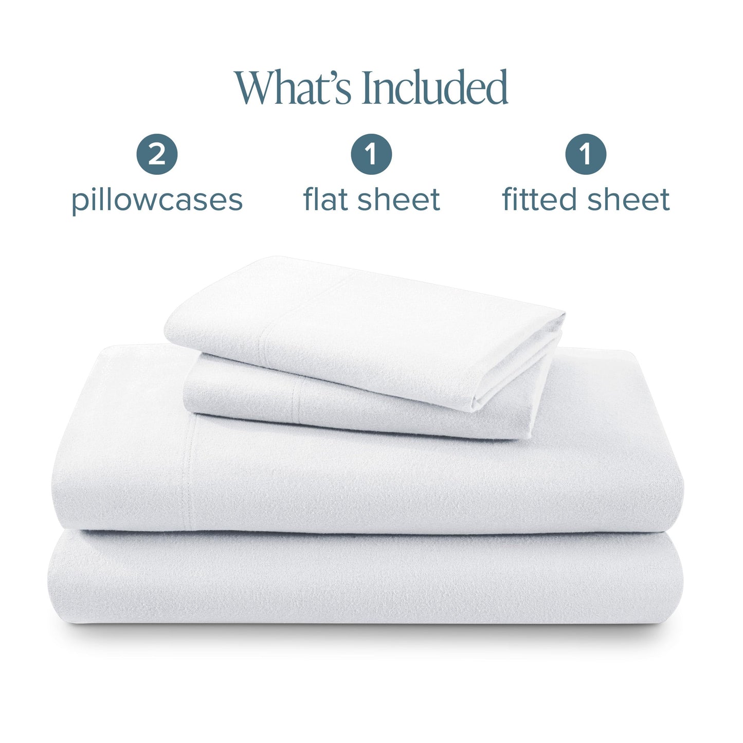 Bare Home Flannel Sheet Set 100% Cotton, Velvety Soft Heavyweight - Double Brushed Flannel - Deep Pocket (Queen, White)