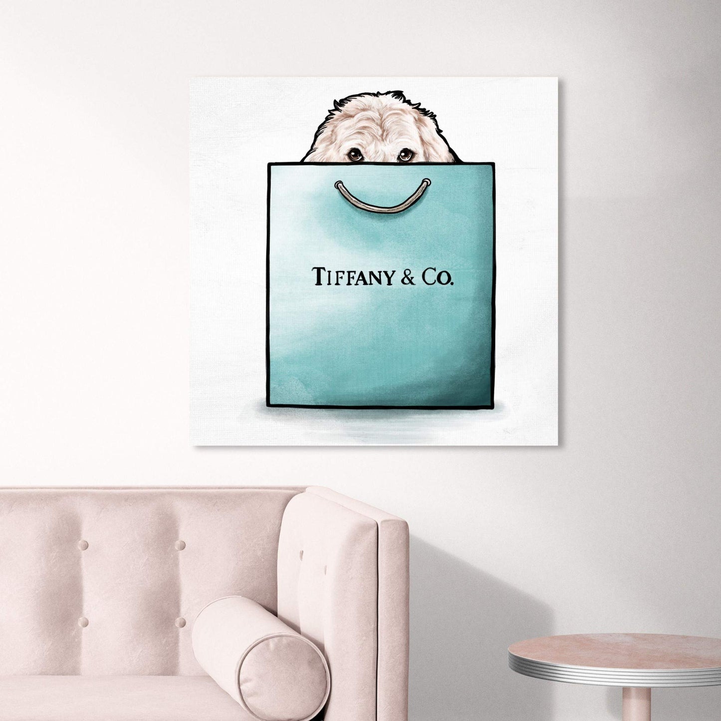 The Oliver Gal Artist Co. Fashion and Glam Wall Art Canvas Prints 'Shop and Peek Buddy' Home Décor 24" x 24" Blue, White