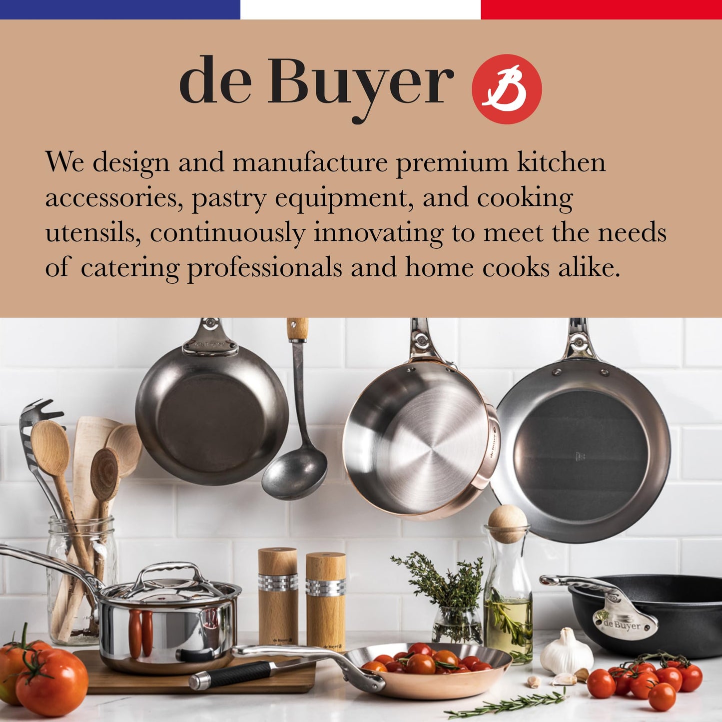 De Buyer MINERAL B Carbon Steel Fry Pan - 9.5” Diameter, 6.9” Cooking Surface - Ideal for Searing, Sauteing & Reheating - PFAS, PFOA & PFOS Free - Made in France