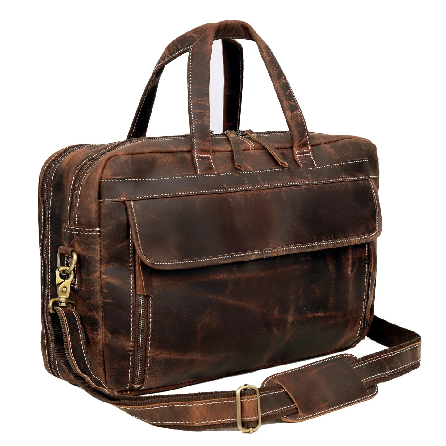 Full Grain italian Leather Briefcase for Men, Top Choice Gifts, Handcrafted Laptop Bag with Multiple Compartments Bags