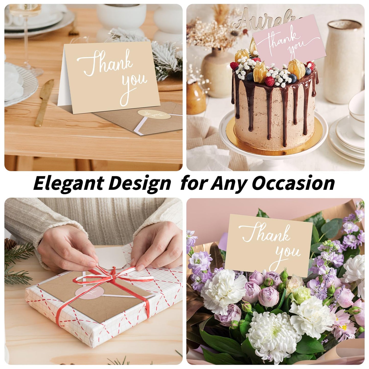 UZLU 600 PCS Thank You Cards with Envelopes & Stickers, 3.5x5 Inch Thank You Notes Bulk Set - 2 Minimalistic Design Greeting Cards for Business Wedding Baby Shower Graduation Bridal Shower Christmas