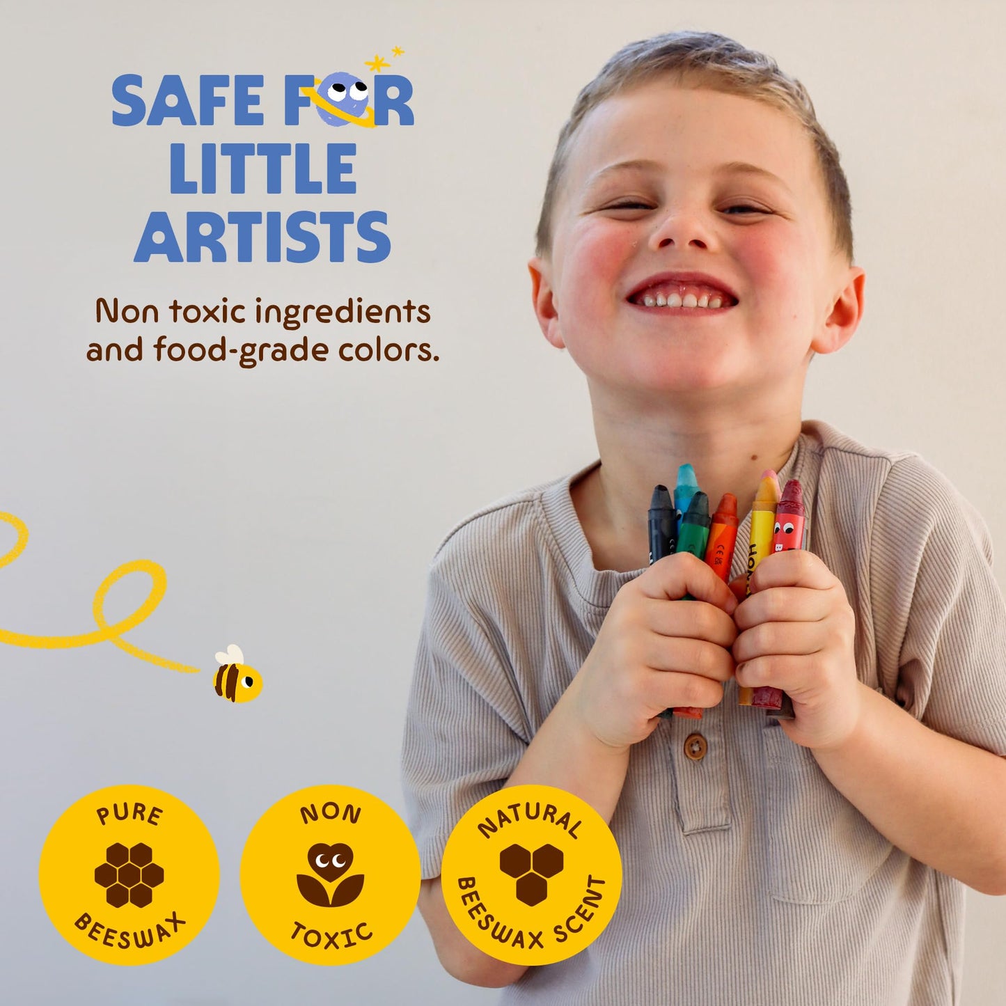 Honeysticks Jumbo Crayons (16 Pack) - Non Toxic Crayons for Kids - 100% Pure Beeswax and Food Grade Colours - 16 Bright Colours - Large, Easy to Hold and Use - Sustainably Made in New Zealand