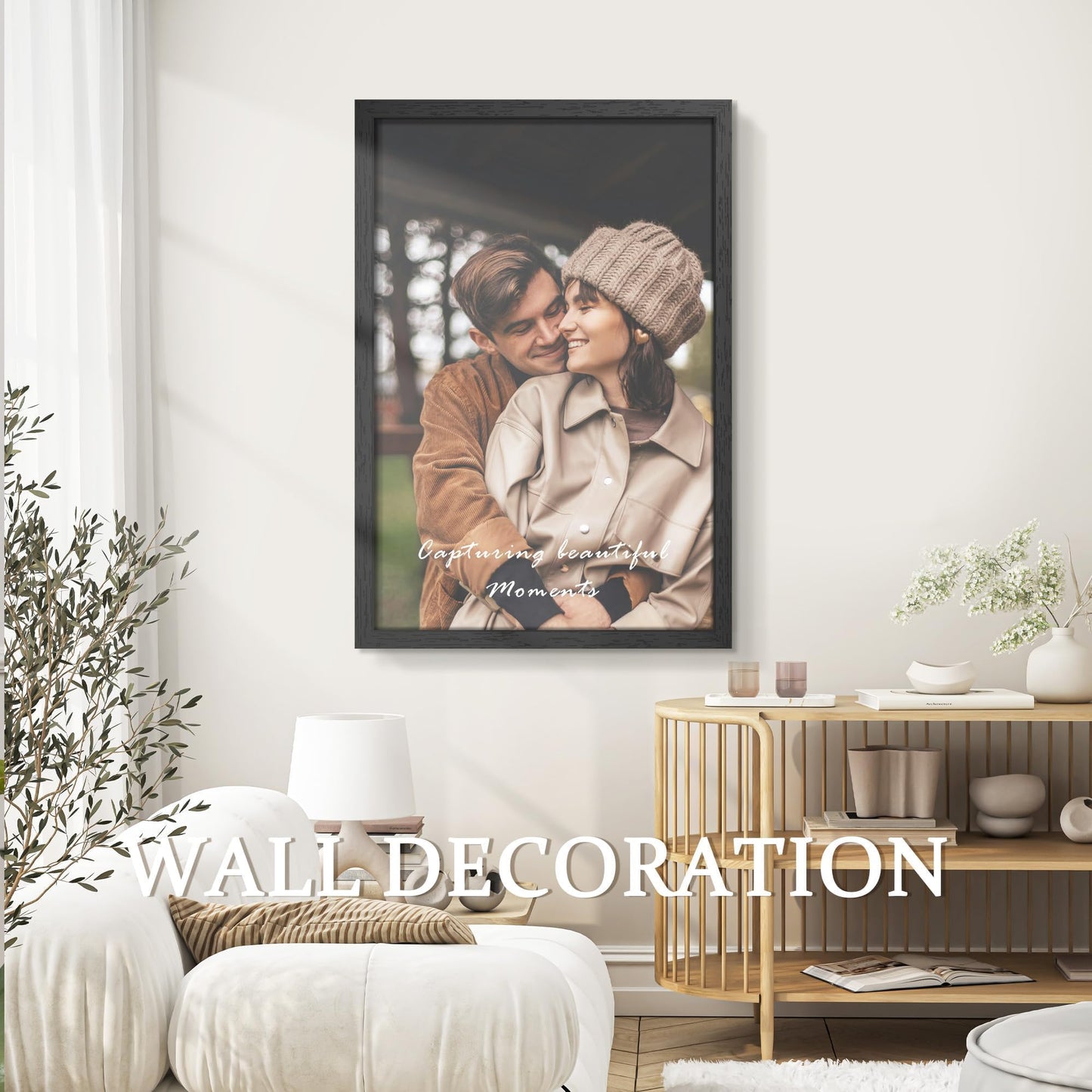 PEALSN Solid Wood 24x36 Poster Frame, Black Poster Frames 24 x 36 inches for Wall Mounting Display, 1 Pack