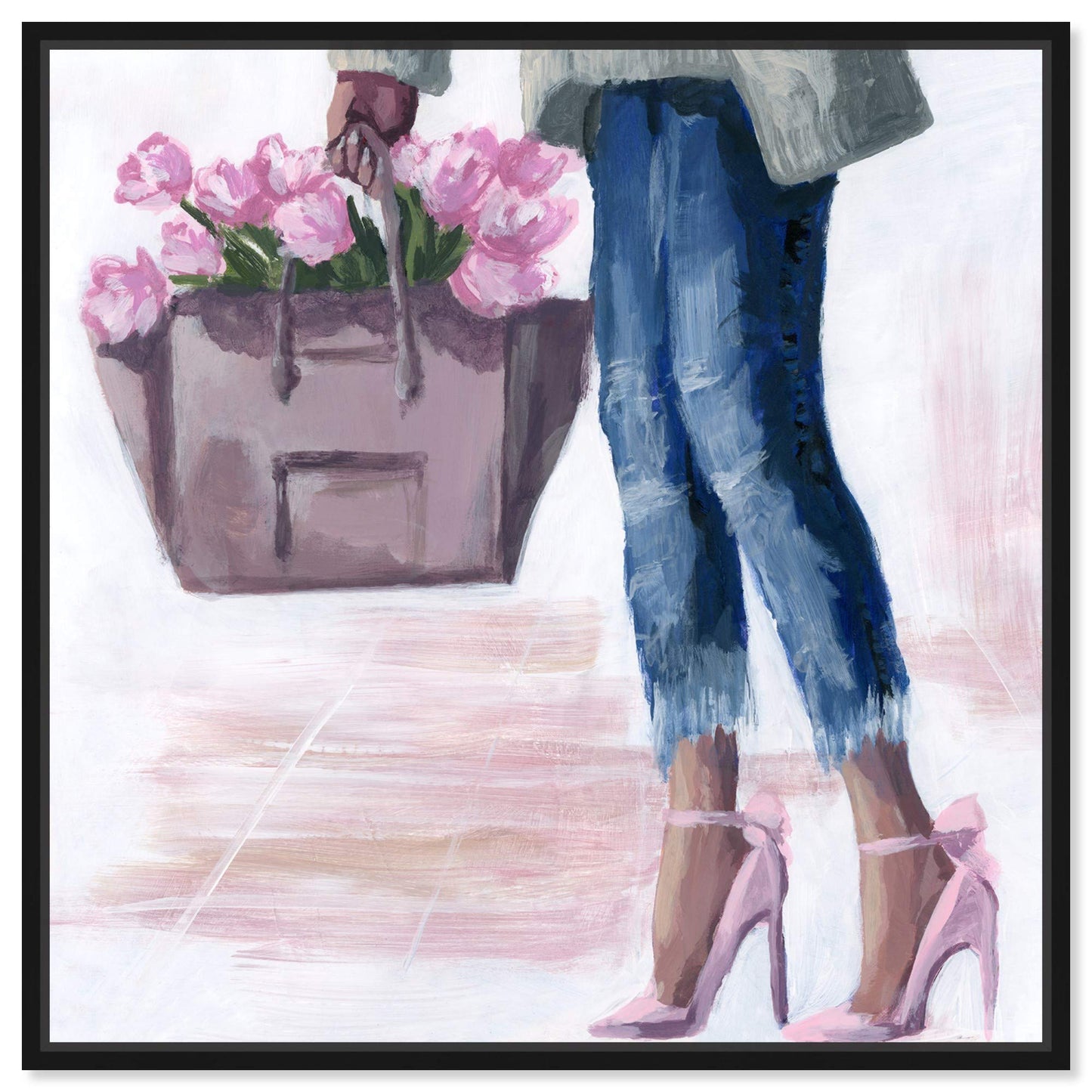 The Oliver Gal Artist Co. Fashion and Glam Wall Art Canvas Prints 'Picks from The Market' Outfits Home Décor, 16 in x 16 in, Black Frame