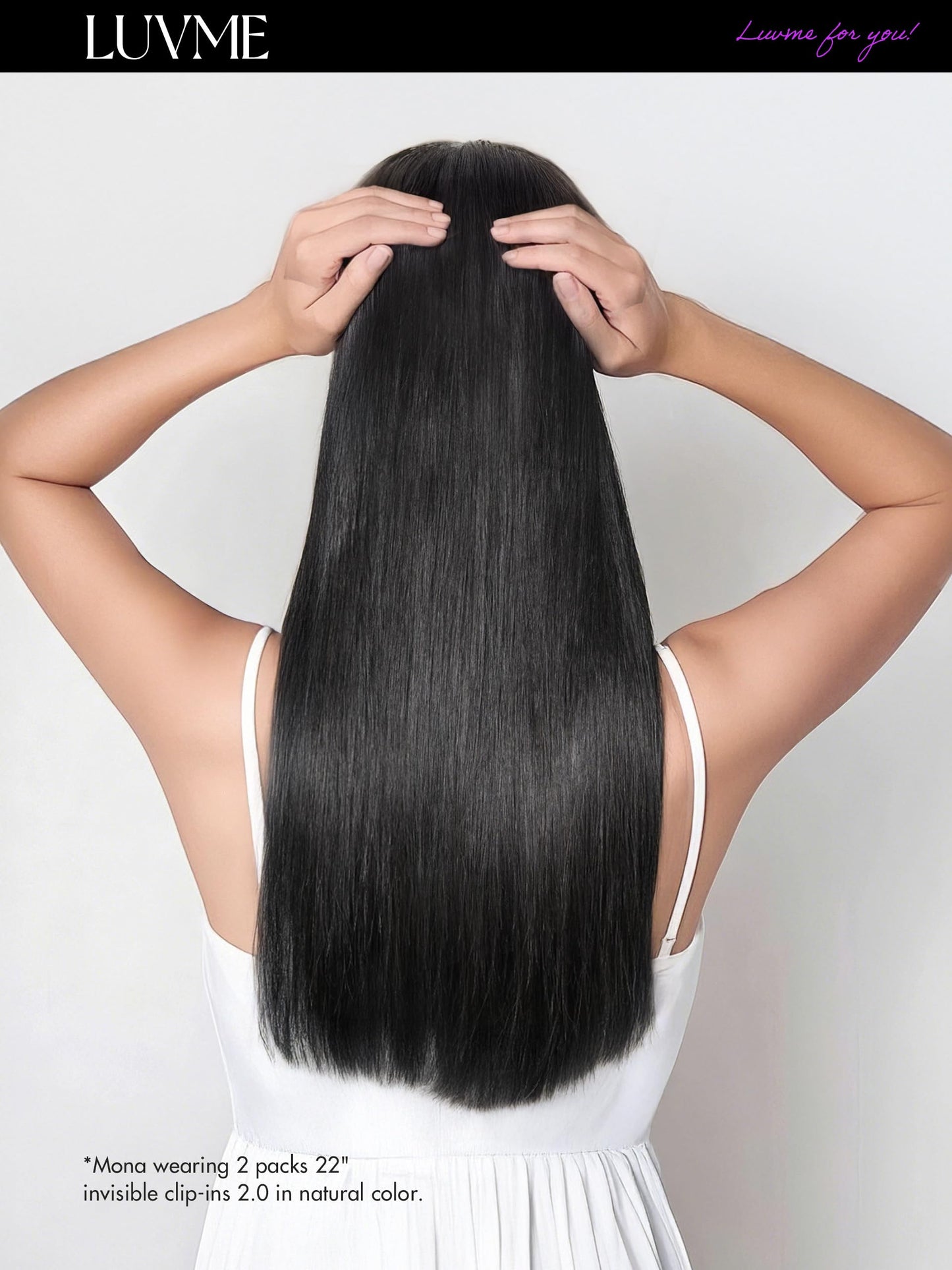 LUVME Straight Seamless 110g 7Pcs Clip in Hair Extensions Full Max with 18inch Remy Human Hair Extensions, Natural Black 100% Real Soft Human Hair Extensions