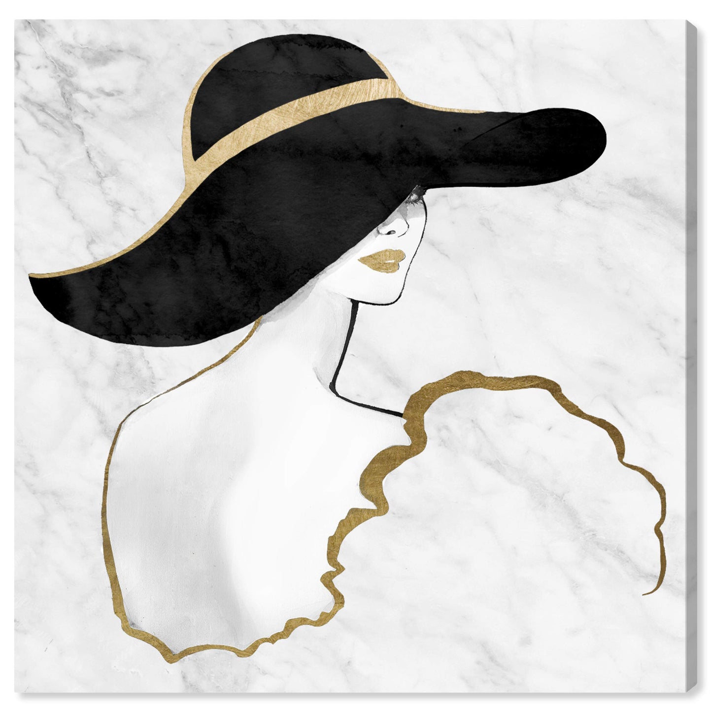 The Oliver Gal Artist Co. Fashion and Glam Wall Art Canvas Prints 'Gill Bay-Black and Gold Pouder' Home Décor, 30" x 30"