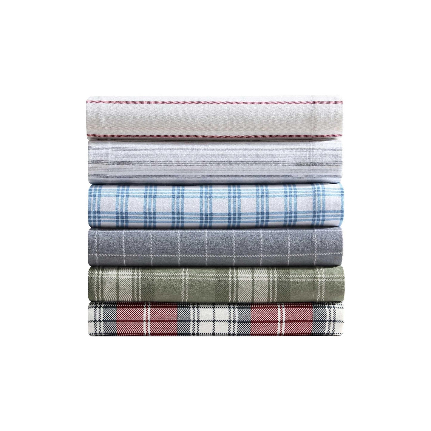 Eddie Bauer - Queen Bed Sheets, Cotton Flannel Bedding Set with Matching Pillowcases, Brushed for Extra Softness, Deep Pocket, Oeko-Tex Certified (Great Plains Plaid Grey)