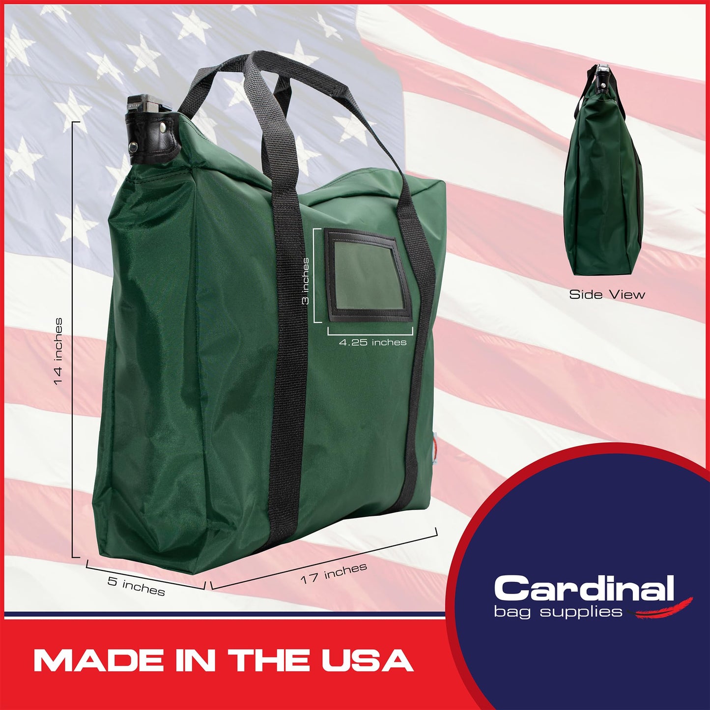 Cardinal bag supplies Briefcase Locking Document Bag, 17 x 14 x 5 inches (Forest Green)