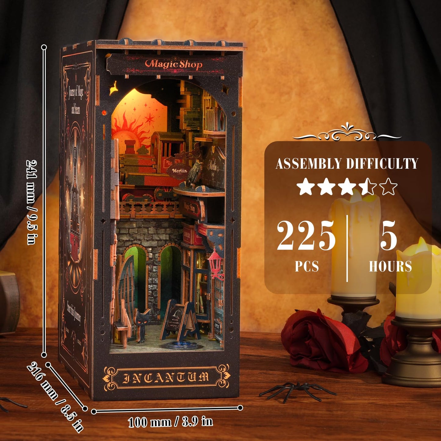 Rnfinewow Book Nook Kit for Adults