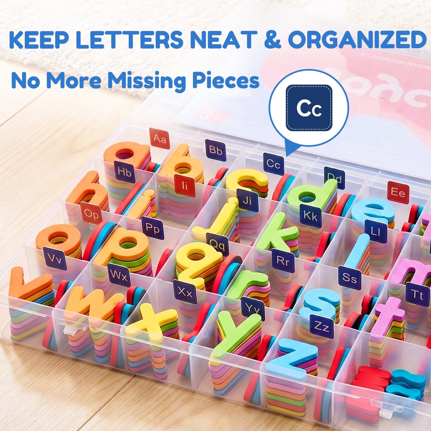 JoyCat Classroom English & Spanish Magnetic Letters Kit 234 Pcs with Double-Sided Magnet Board - Foam Alphabet Letters for Preschool Kids Spelling and Learning - Fridge Magnets ABC Education Toys