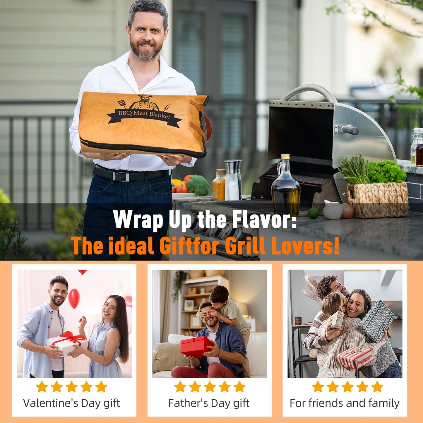 BBQ Blanket for Resting Meat-Air Fryer/Dough/Kitchen/Smoker Accessories Party Picnic Camping-Insulated Bag for Brisket/Pork Shoulder/Turkey-Anniversary Birthday Gift for Men (23in)