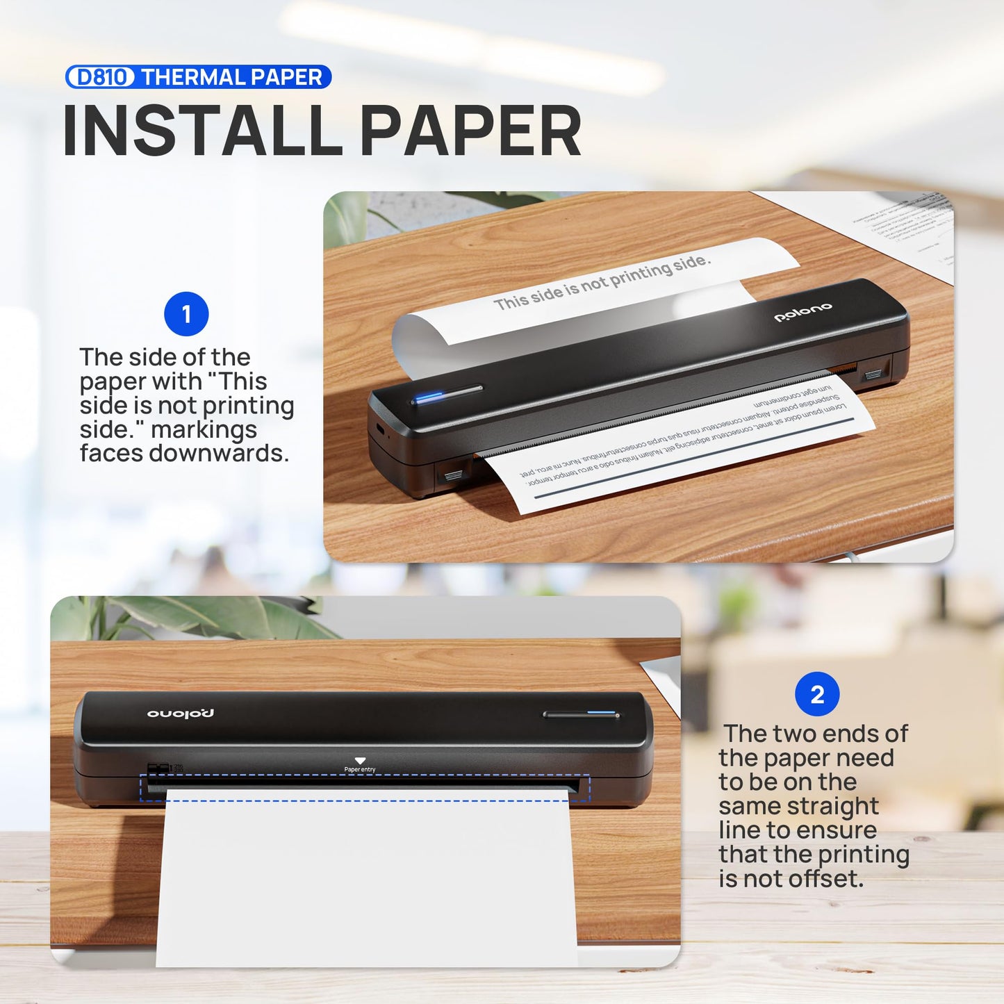 POLONO D810 Thermal Printer Paper 8.5 x 11 Inch, Advanced Thermal Printing, US Letter Size Thermal Paper Compatible with D810, Size 8.5" x 11", 200 Sheets