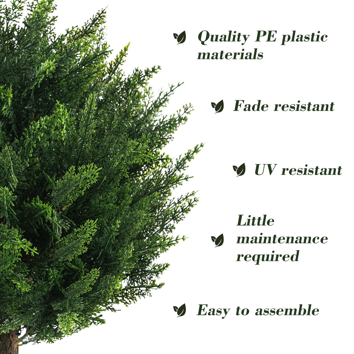 Chillchard 21" Artificial Cypress Topiary Outdoor Plants with Spike, 2 Pack Faux Cedar Bushes UV Resistant Fake Shrubs for Front Porch Décor