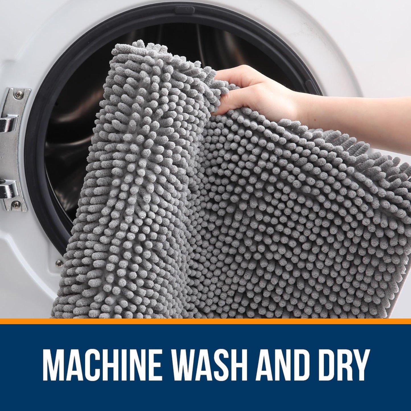 OLANLY Bathroom Rugs 59x35, Extra Soft Absorbent Chenille Bath Rugs, Rubber Backing Quick Dry, Machine Washable Bath Mats for Bathroom Floor, Tub and Shower, Home Decor Accessories, Grey