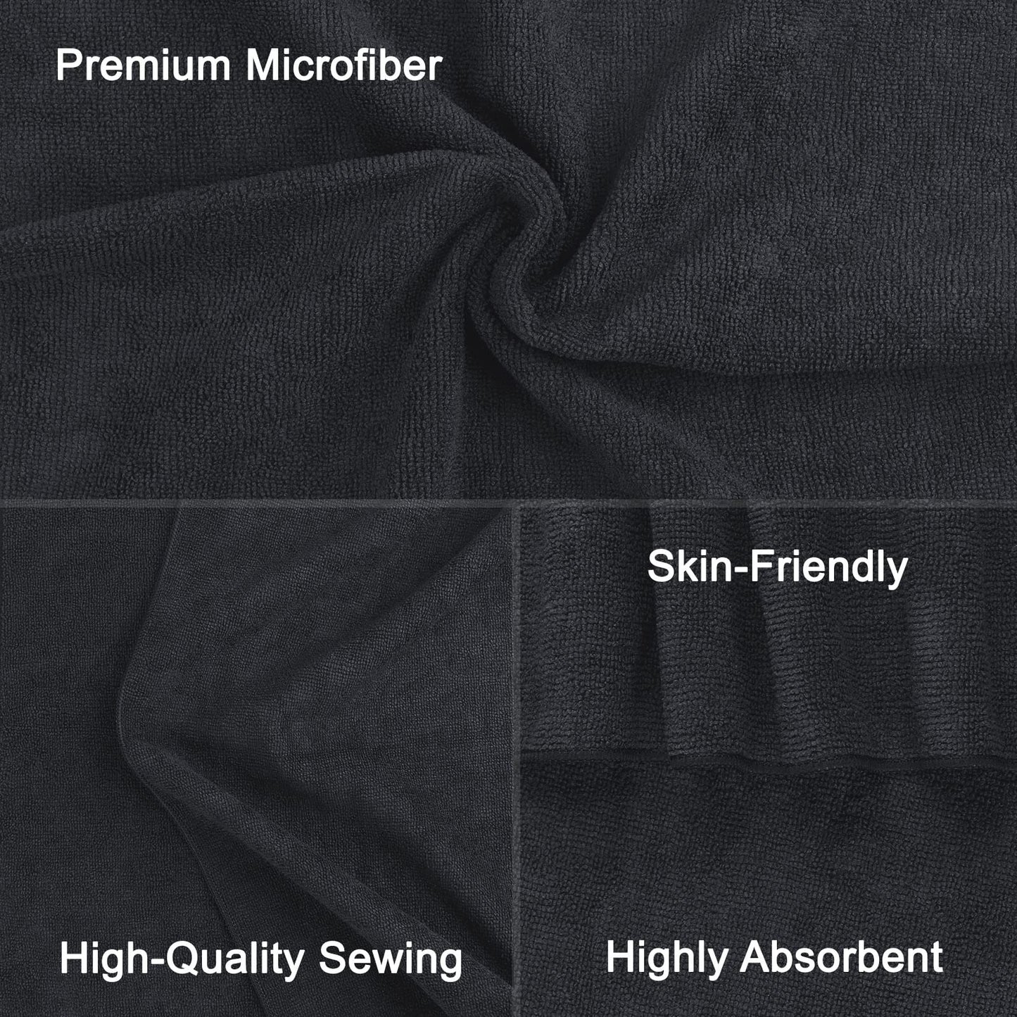 Orighty Black Salon Towel, Pack of 24(Not Bleach Proof, 16 x 27 Inches) Super Soft and Absorbent Microfiber Hair Salon Towels for Salons, Hand, Gym, Bath, Spa and Home Hair Care