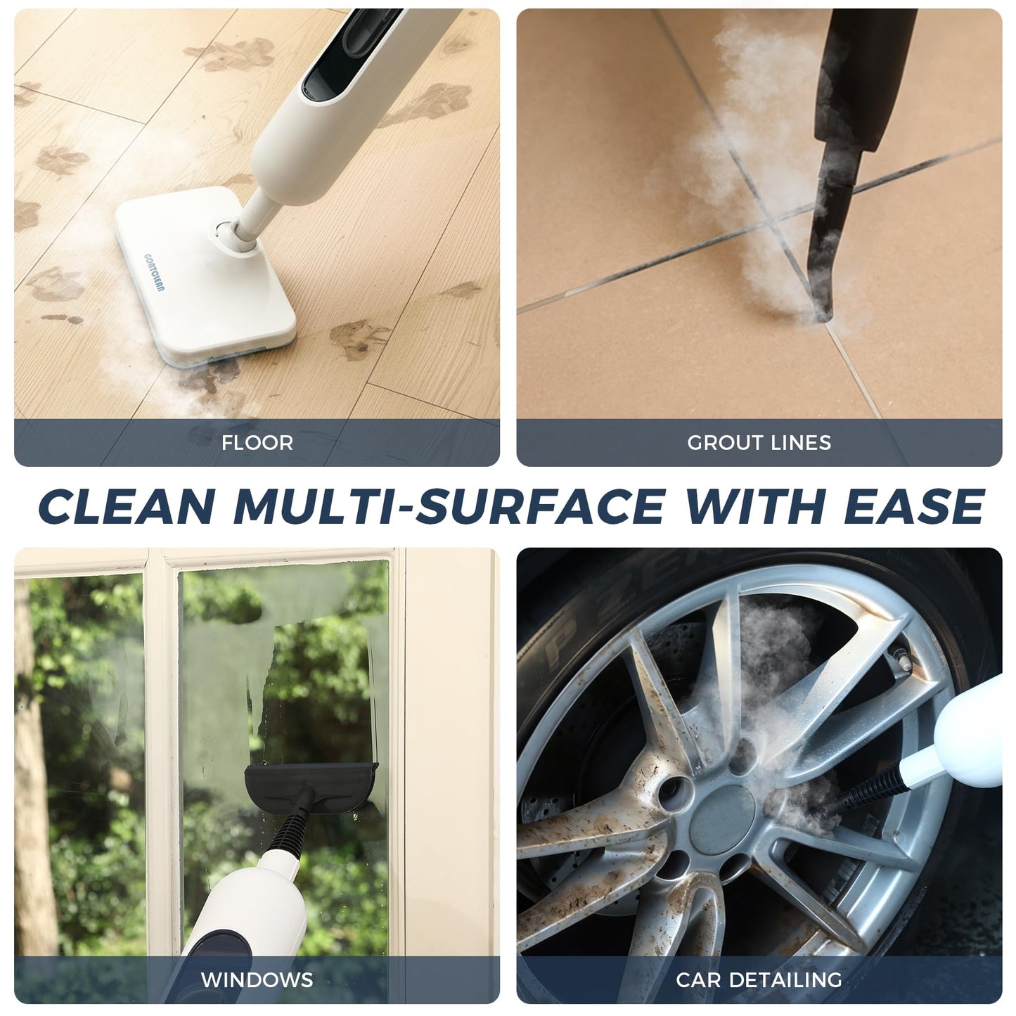 GOATCLEAN® 11-in-1 Steam Mop, 212°F Powerful Handheld Steam Cleaner for Home, Multi-Purpose Floor Steamer for Hardwood Floors, Tile, Carpet & Wall, Chemical-Free Cleaning with 22.9FT Cord