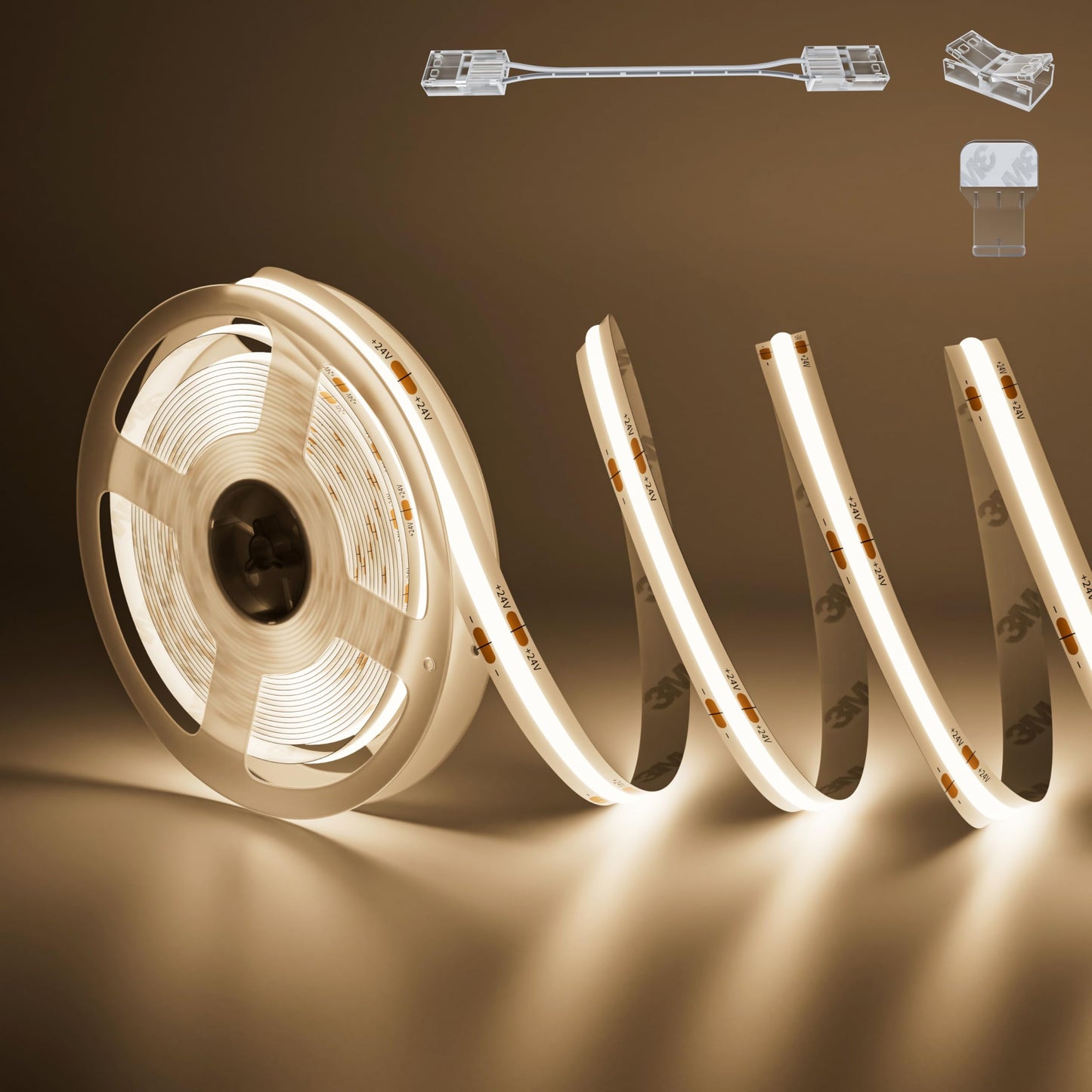 PAUTIX COB LED Strip Light 32.8ft/10m 5040LEDs Natural White 4000K,High Lumen Flexible CRI93+ LED Tape Super Bright DC24V,for Cabinet Home DIY Lighting Projects(Adapter & Controller Not Included)
