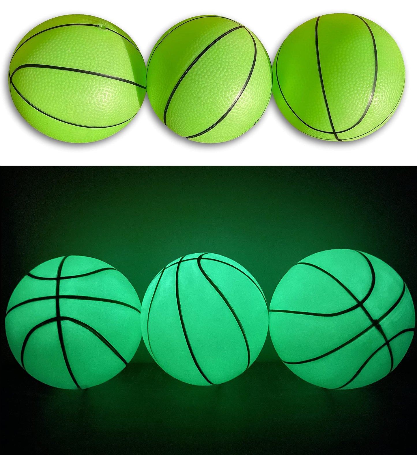 Toys+ Inflatable Glow in The Dark Mini Basketballs Includes Pump and Needle Magic Shot Pro Mini Hoop Basketballs (Glow in The Dark, 6Pack)