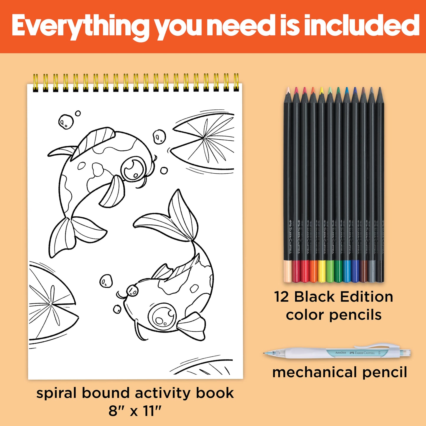 Faber-Castell Anime Drawing Kit: Japanese Adventures Edition | Step-by-Step Instruction Book with 20 Practice Pages, Color Pencil Set & Drawing Supplies for Kids, Beginners & Anime Fans (1 Book)