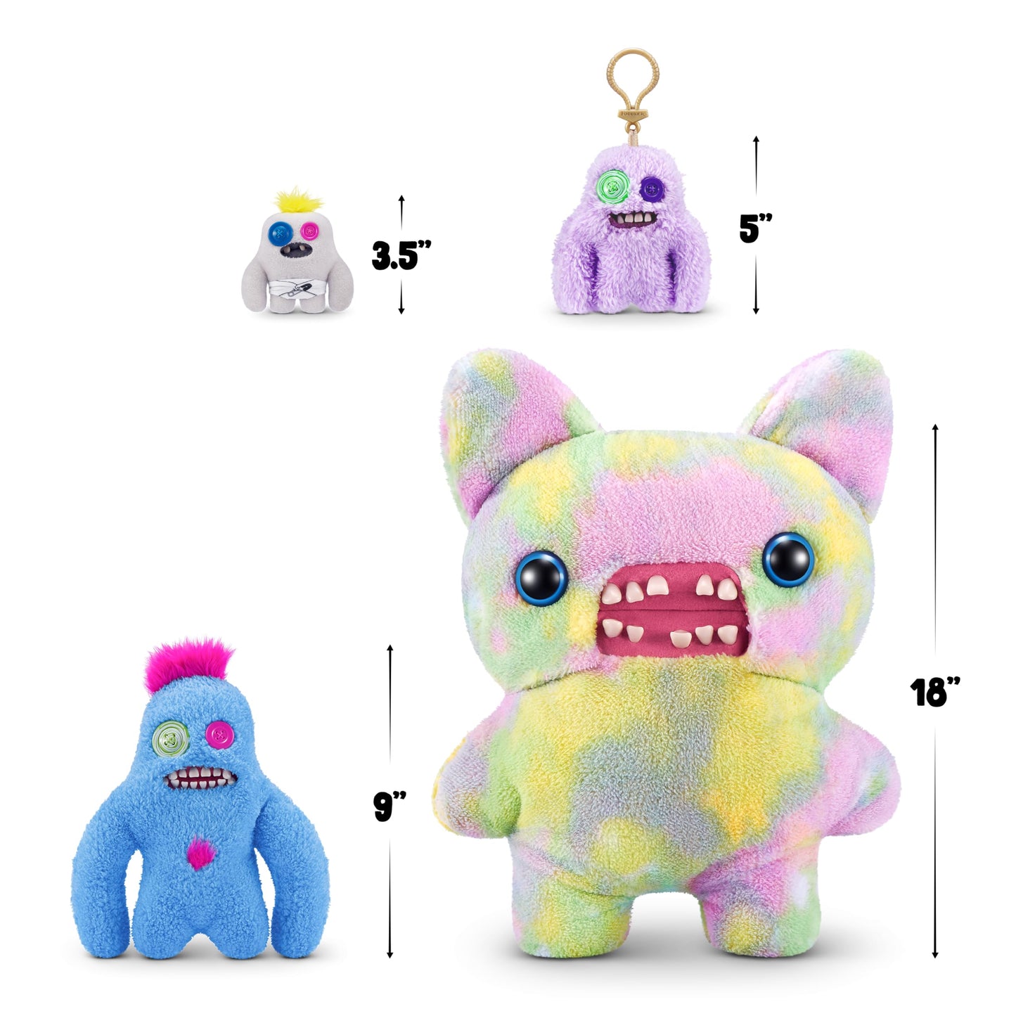 Fuggler Hairy Fuggs 9-inch Series 1 by ZURU, Funny Ugly Monster Plush Toy (2PK)