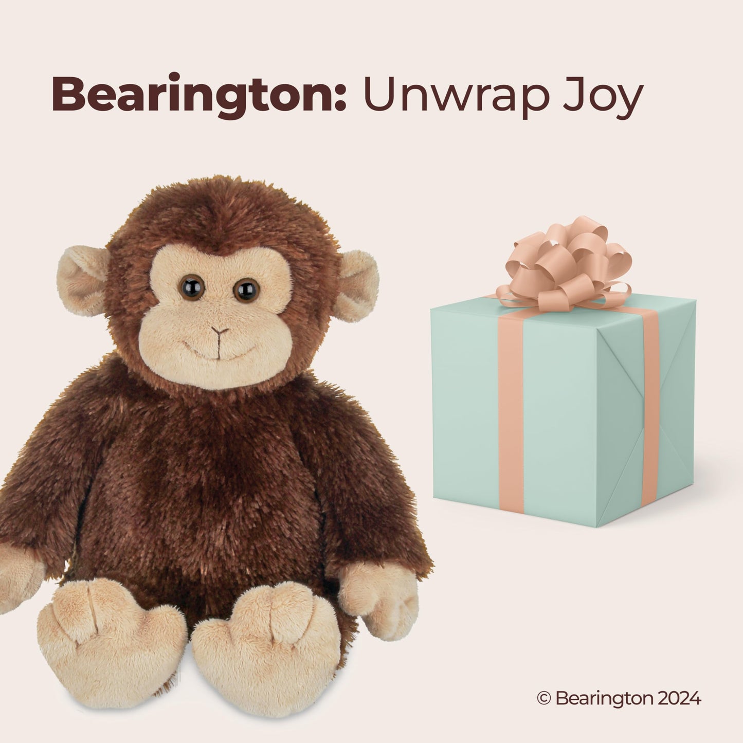 Bearington Giggles Plush Monkey Stuffed Animal, 10.5 Inch