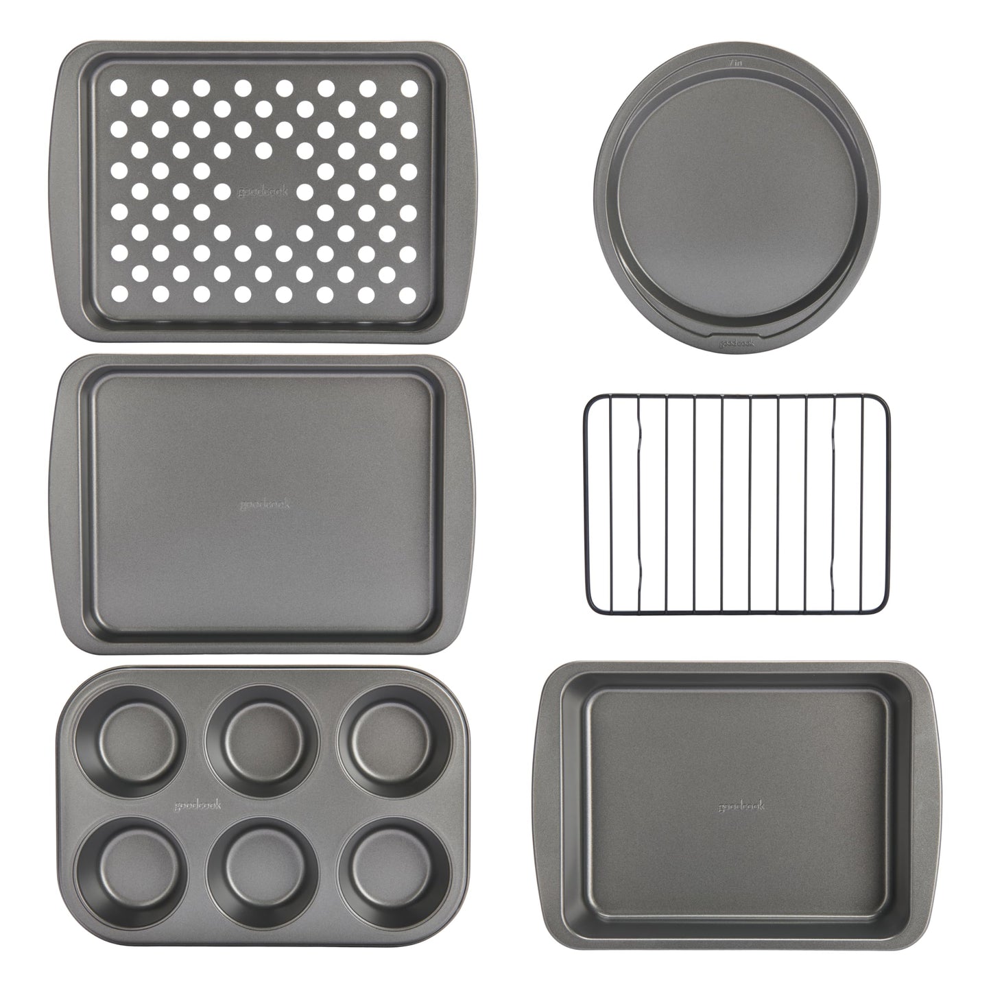 GoodCook Everyday Nonstick Toaster Oven 6-Piece Steel Bakeware Set, Gray