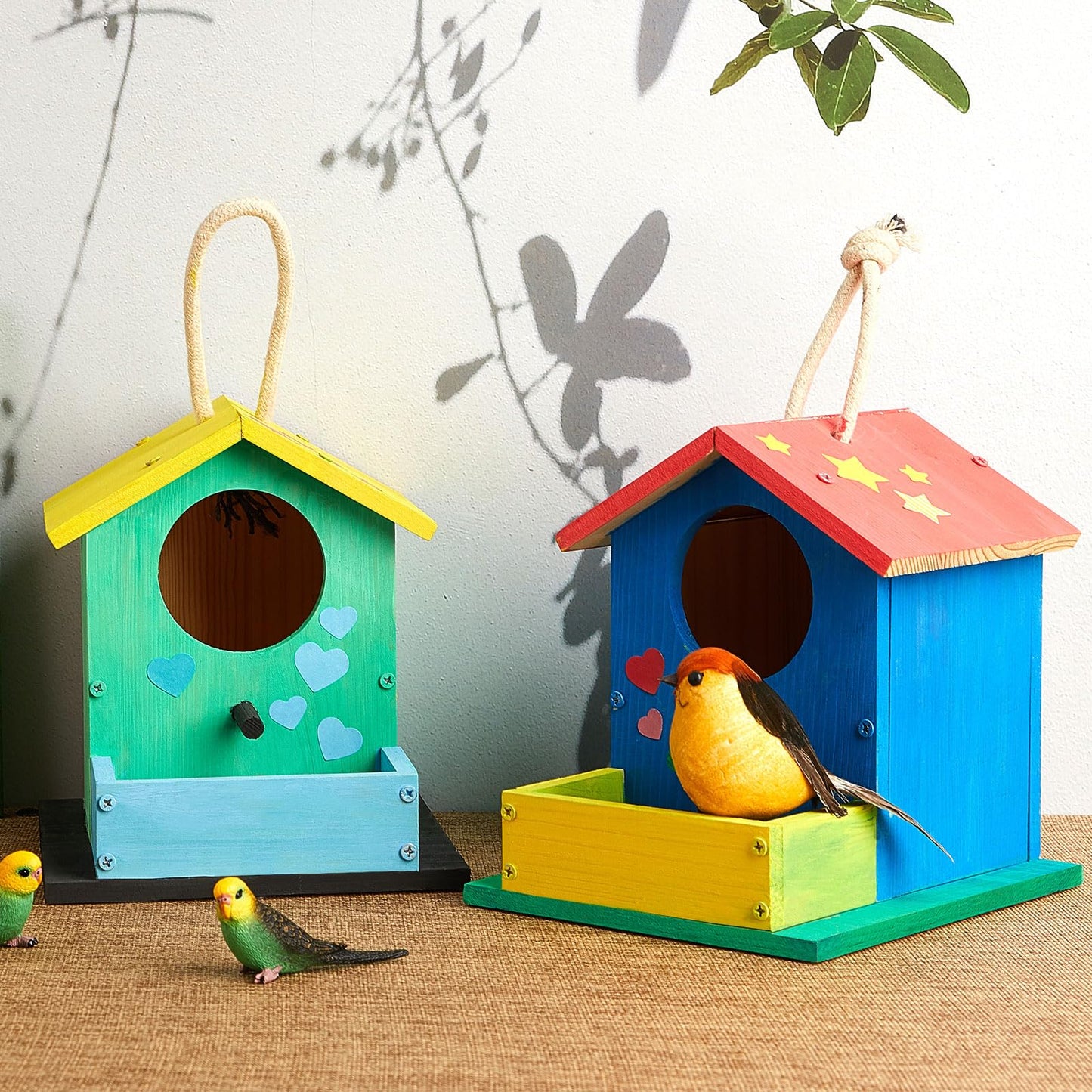 Liliful 4 Pack Wooden Birdhouse Kit DIY Bird House with Paint and Paintbrushes Art and Crafts Painting Kits for Boys Girls Adults Build Paint Classroom Birthday Indoor Outdoor Craft