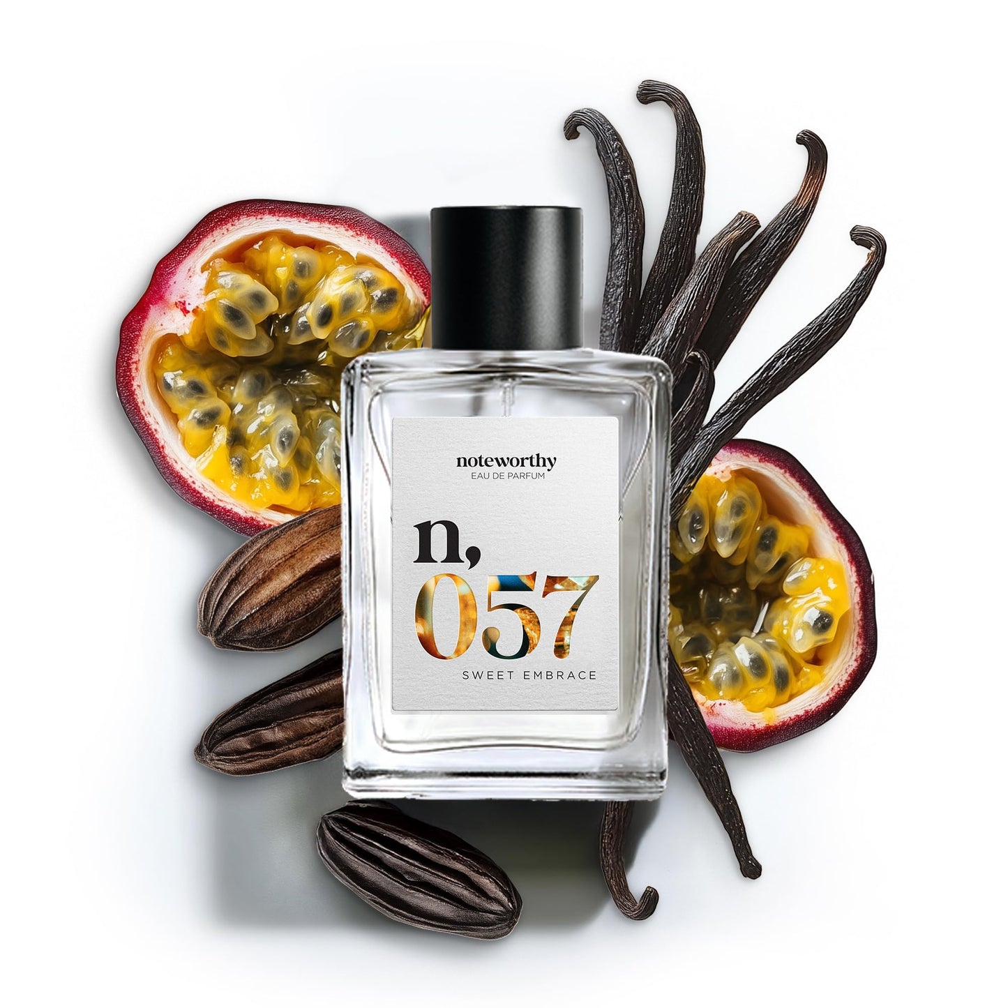 Noteworthy n,057 Sweet Embrace Eau De Parfum – Vanilla, Passionfruit, Tonka Bean | Sophisticated, Warm Fragrance for Any Occasion | Long-lasting Unisex Perfume for Women & Men (50ml)