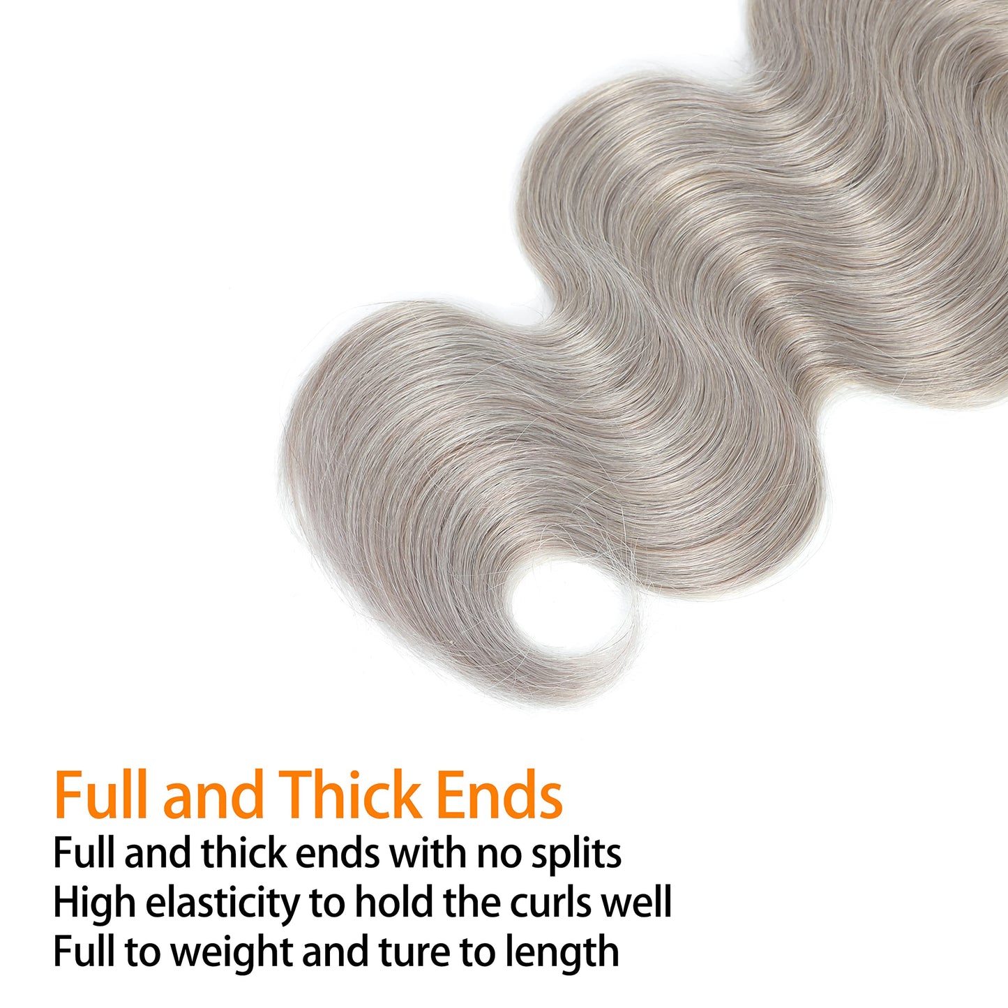 Brazilian Body Wave Bundles (18inch，1PC) Grey Human Hair Weave Bundles 9A 100% Remy Human Hair Weft Extension For Women