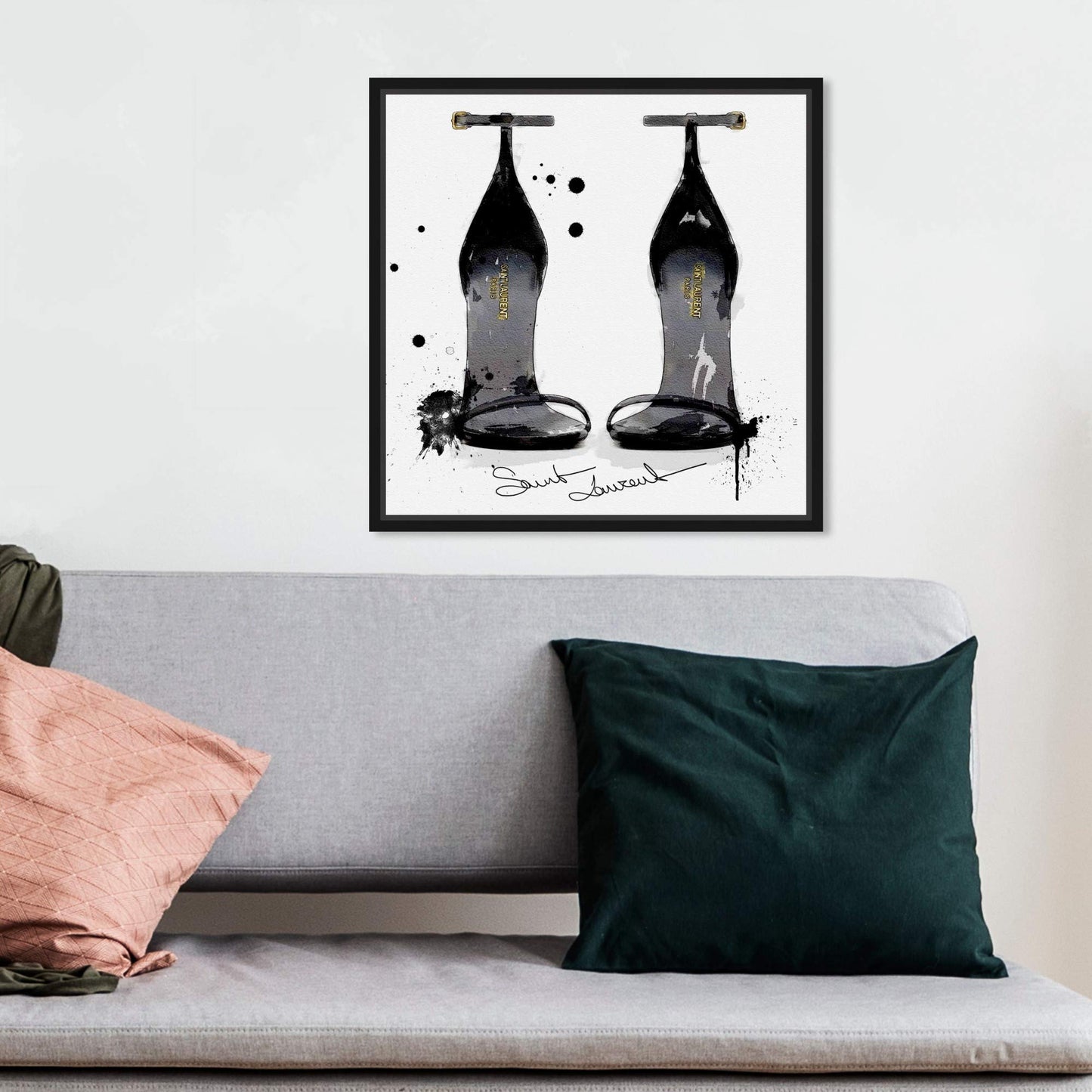 The Oliver Gal Artist Co. Fashion and Glam Wall Art Canvas Prints 'Perfect Sillhouette' Shoes Home Décor, 12 in x 12 in, Black Frame