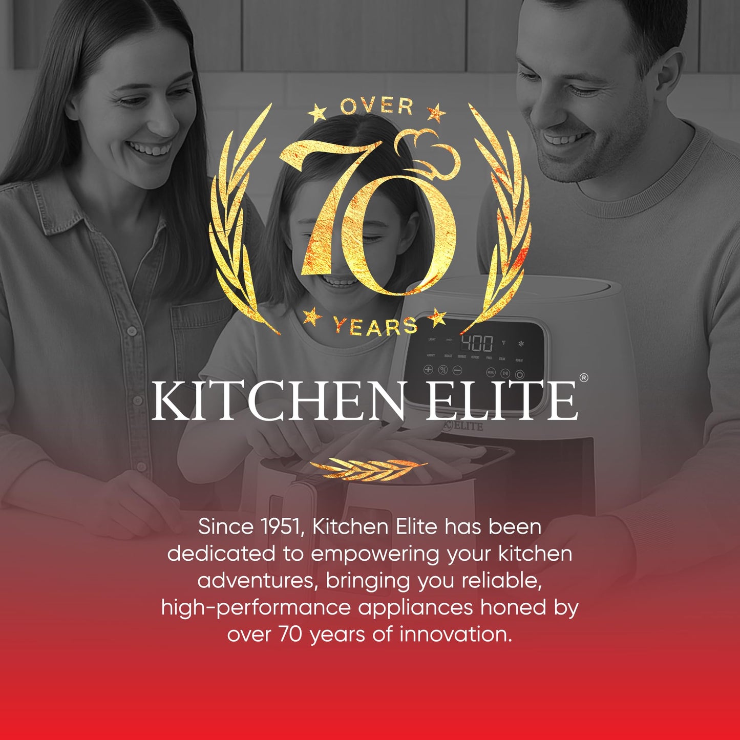 Kitchen Elite 5.5 Qt. Digital Air Fryer, Countertop Cooker with LED Screen, Presets for Air Fry, Roast, Dehydrate, Defrost and Reheat, Pink