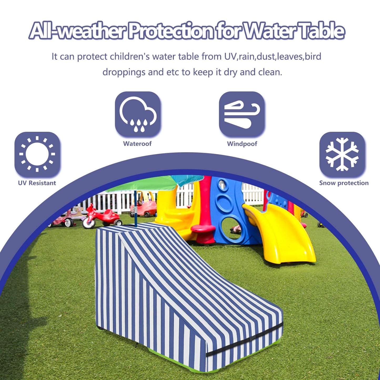 Kids Water Table Cover,Outdoor Heavy Duty 600D Waterproof Toddler Water Play Table Cover,Compatible with Waterpark Wonders Two-Tier Water Table
