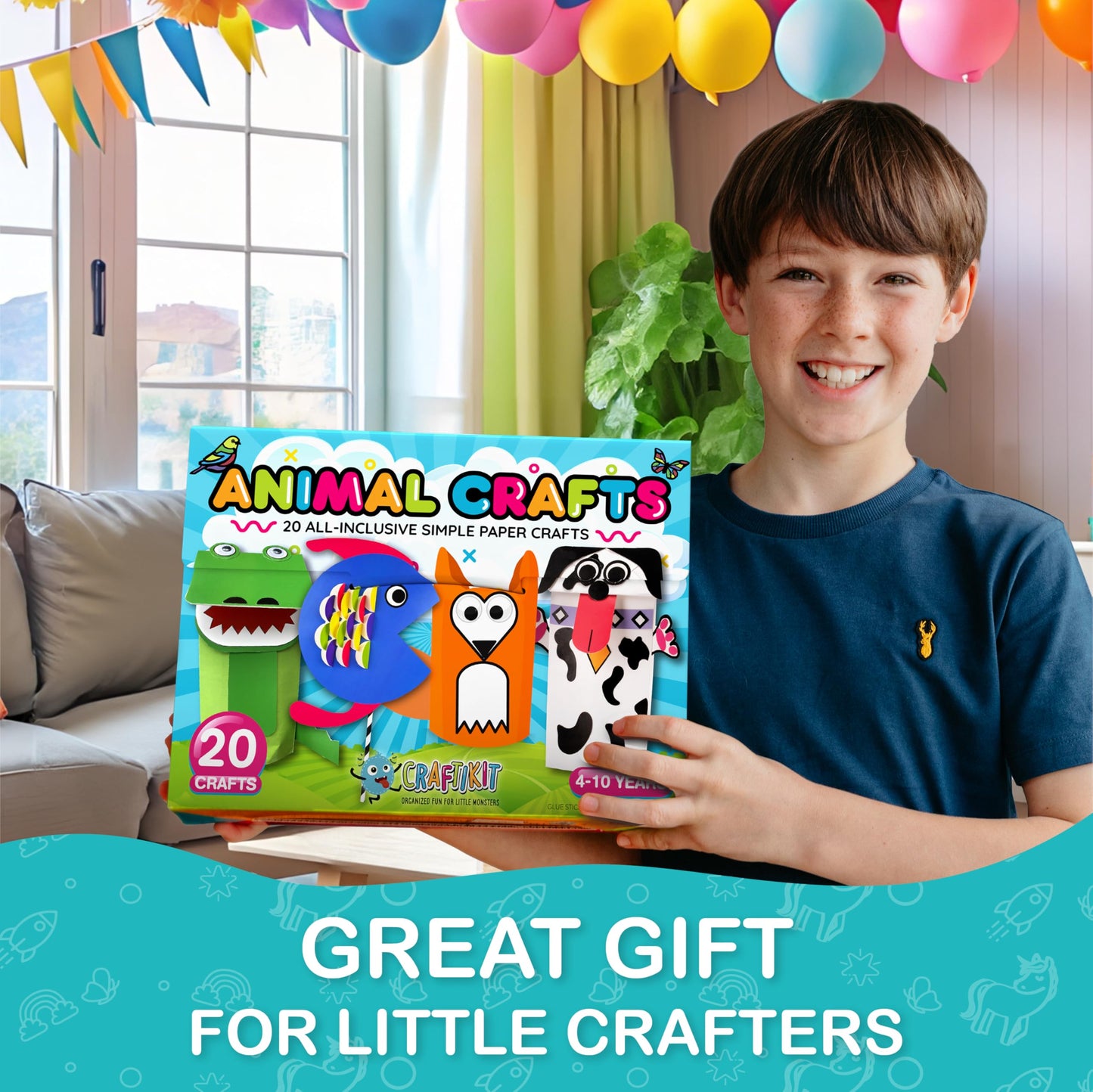 Craftikit ® 20 Award-Winning Toddler Arts and Crafts for Kids Ages 4-8 Years, All-Inclusive Animal Craft Kits, Fun Toddler Crafts Box for Girls, Boys, Organized Preschool Art Supplies and Projects