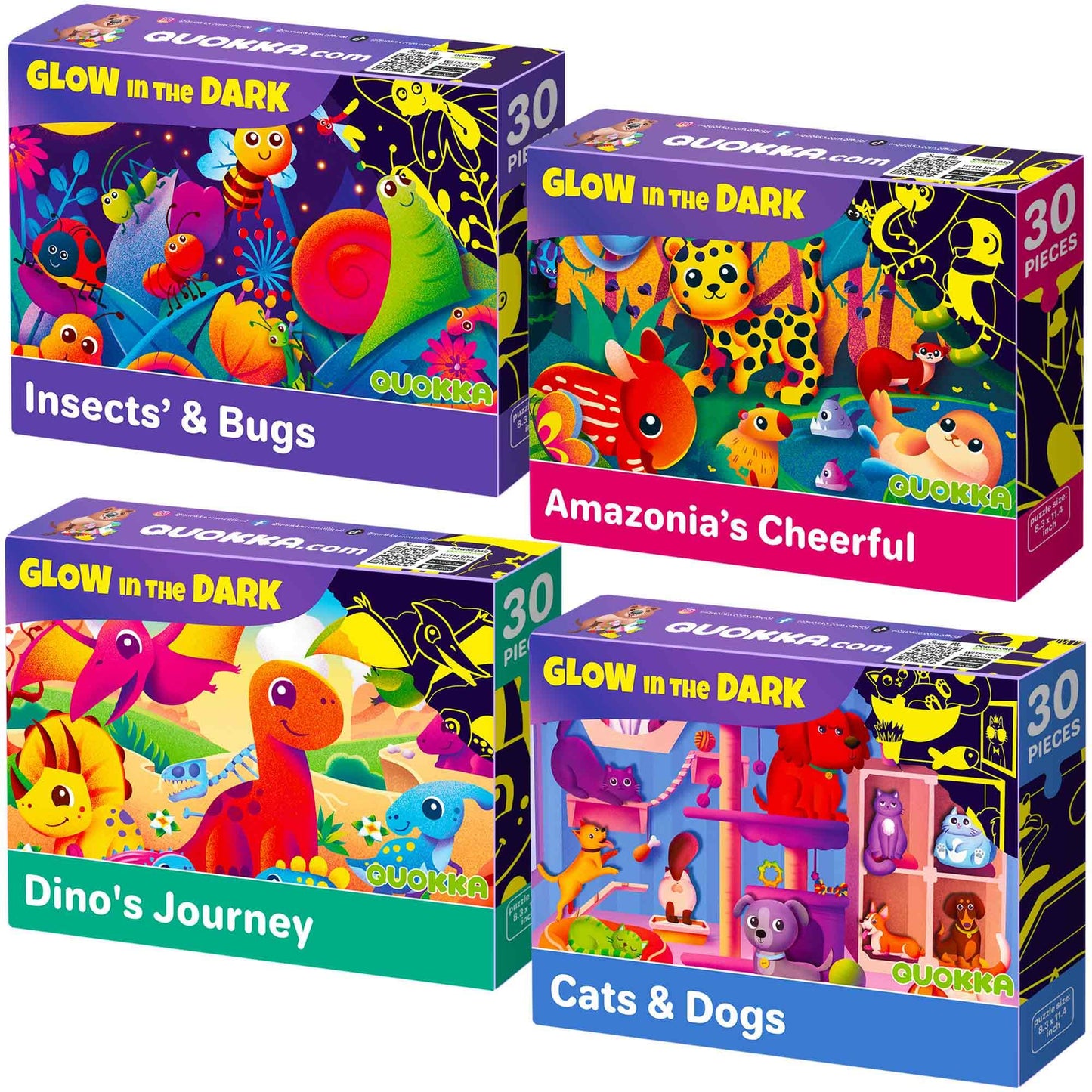 QUOKKA Puzzles for Toddlers 3-5 - 4x30 Pieces Puzzles for Kids Ages 2-4 - Pets Learning Jigsaw Puzzle - Boy and Girl Educational Toys