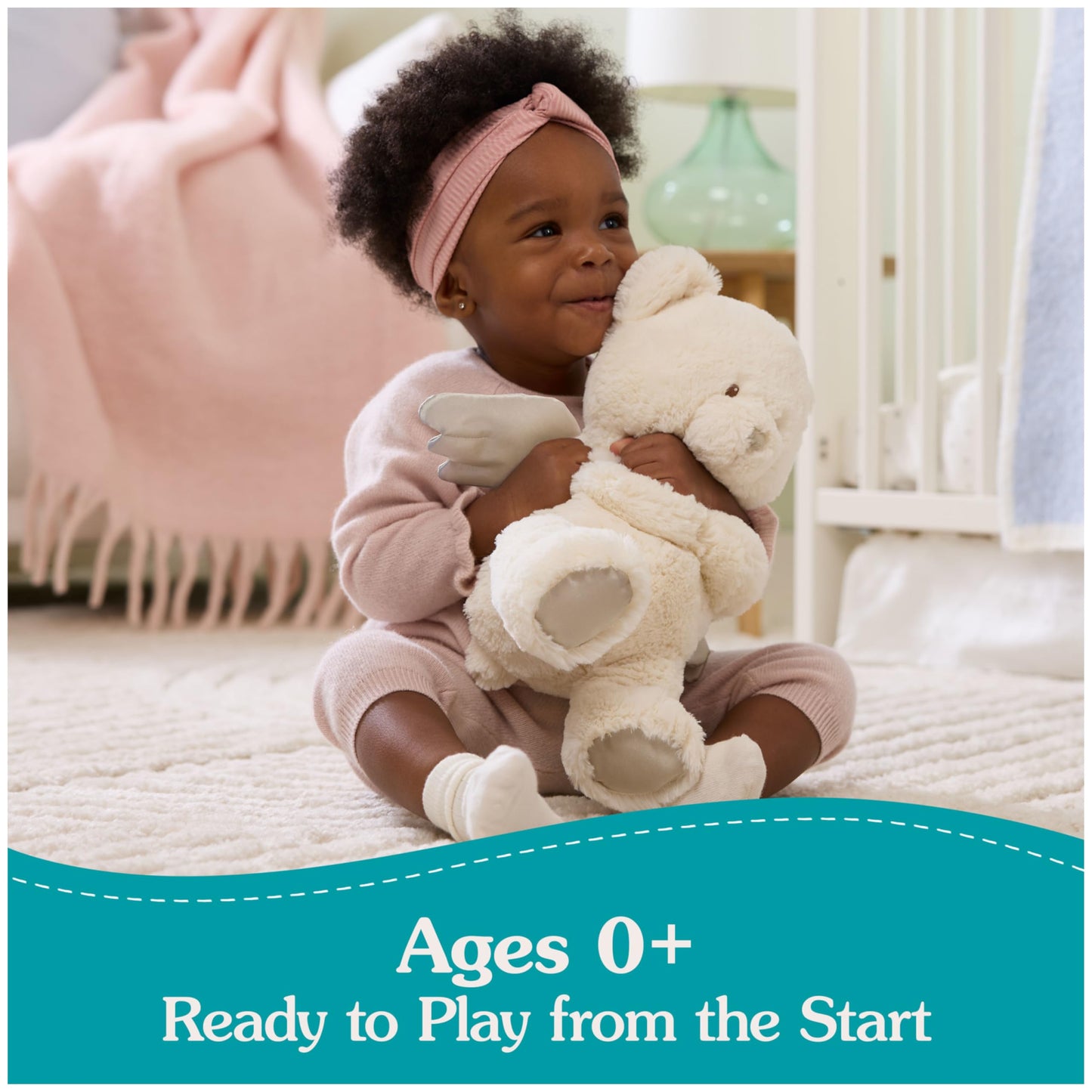 GUND Baby Angel Bear with Wings, Spiritual Teddy Bear with Chime Sound, Sensory Toy for Babies and Newborns, White, 9”