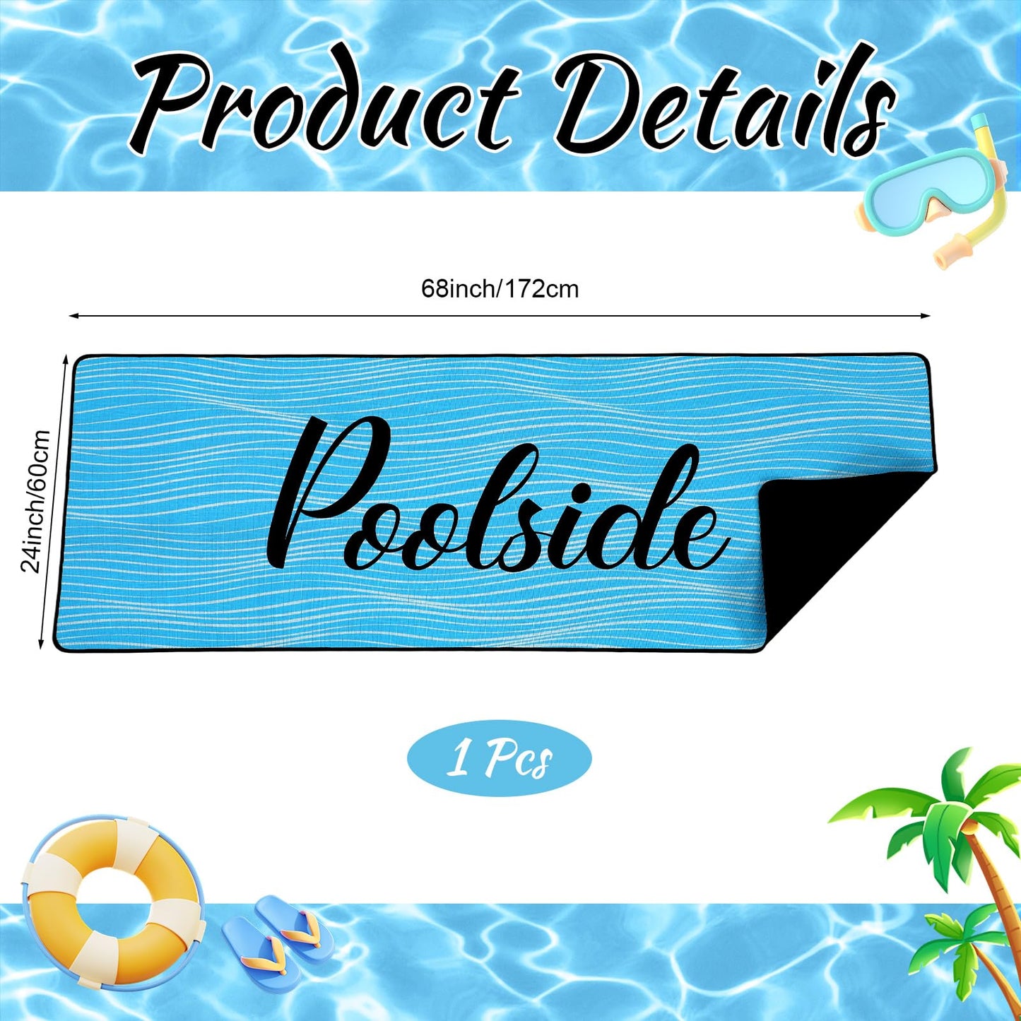 Tinideya Pool Mat Poolside Non Slip Mat Walk Pool Deck Mats Rugs for Floor Outdoor Rubber Mats with Drainage Outdoor and Indoor Dock Safety(Blue,23.62" X 67.72")