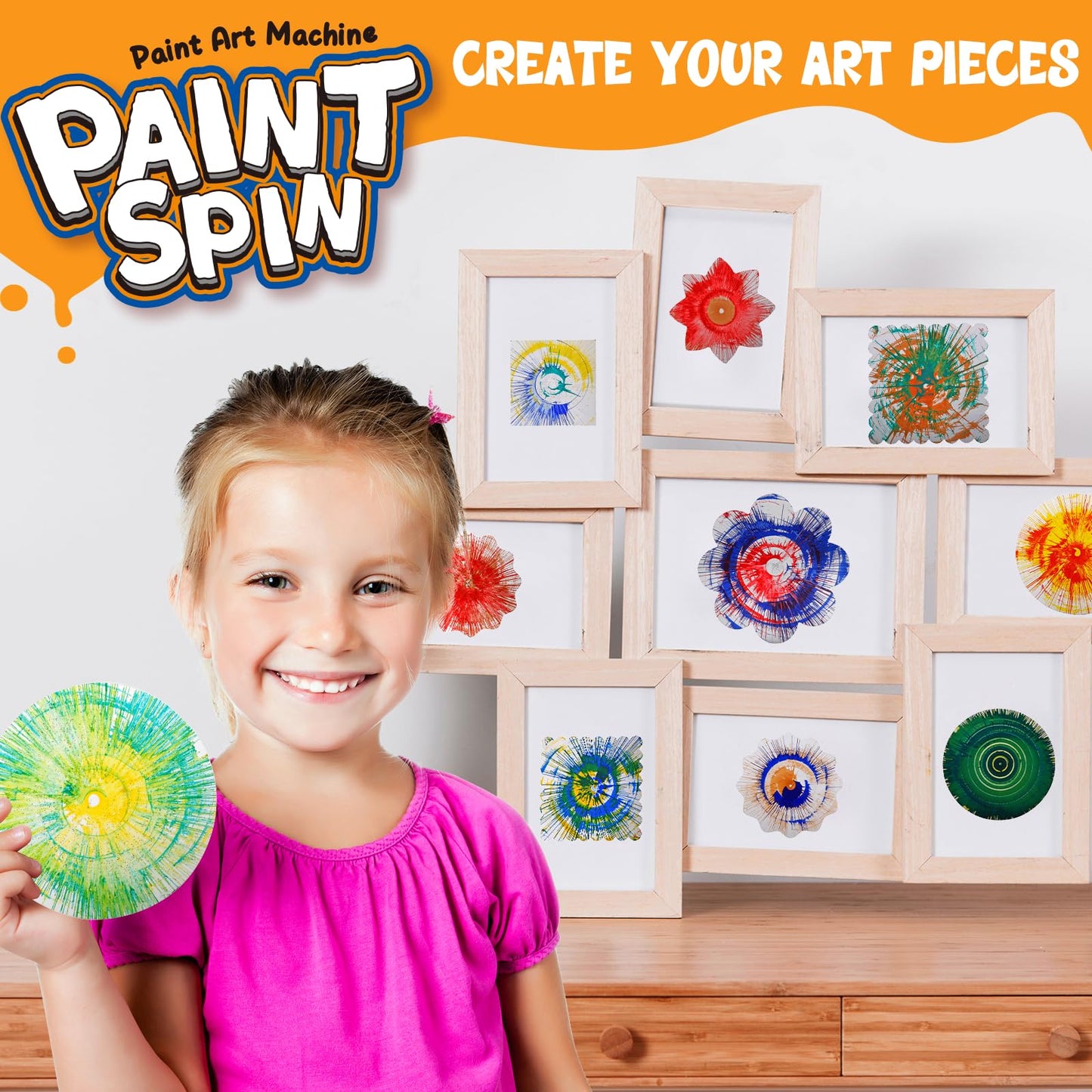 Paint Spin Art Machine Kit for Kids, Arts & Crafts Painting Spinner Toys Kits Sets for Boys & Girls Ages 6 7 8 9 Year Old (Blue)