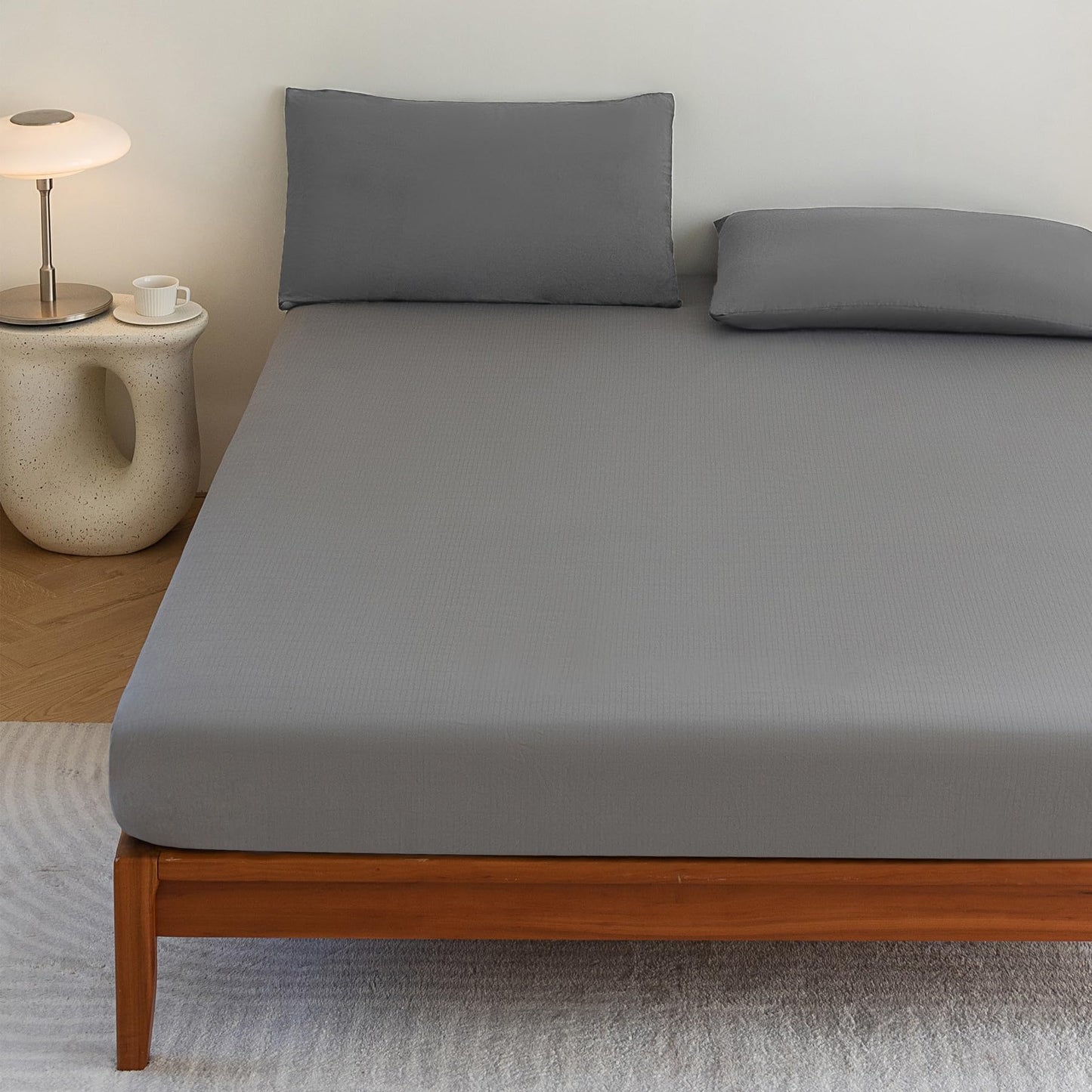Jessrydo Grounding Sheets King Size 90% Organic Cotton + 10% Pure Silver 16" Deep Pocket Fitted Sheet King Earth Connecting Grounded Bed Sheet for Improved Sleep & Wellness (Gray, King)