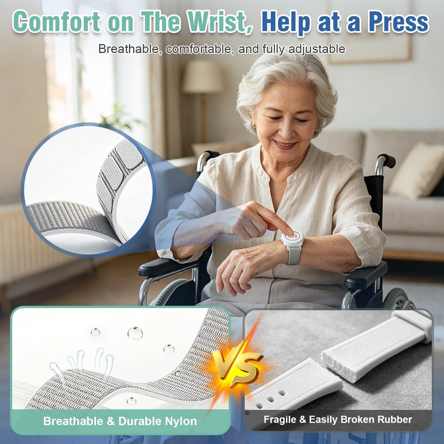 Daytech Wi-Fi Wireless Caregiver Call Button for Elderly/Patient, App Alert Systems for Seniors 、Patients and People with Disabilities （ 1 SOS Alert Watch + 1 Wireless Call Buttons + 1 Receiver）