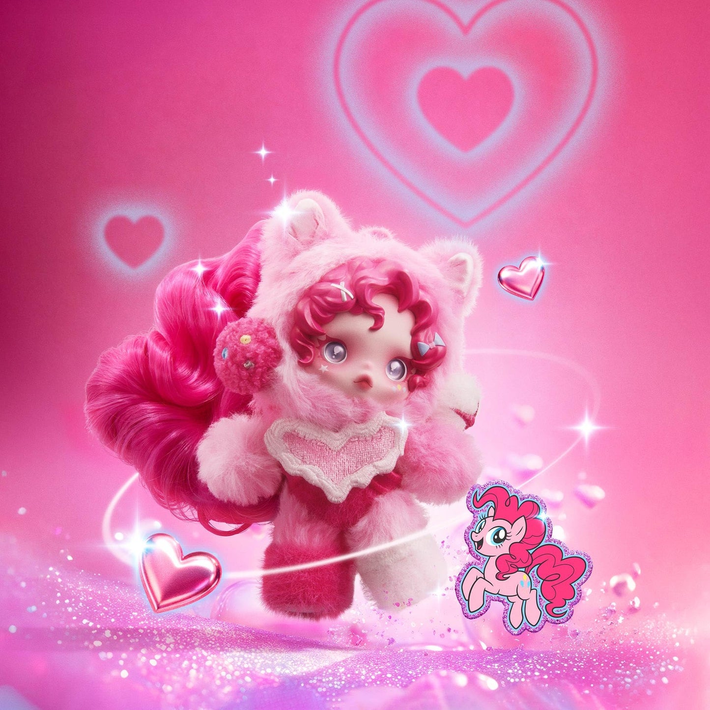 POP MART SKULLPANDA × My Little Pony Series Plush Doll Pendant, SKULLPANDA Blind Box Action Figures, Random Design Collectible Toys for Home Decor, Birthday Gifts for Girls Boys Women Men, Single Box