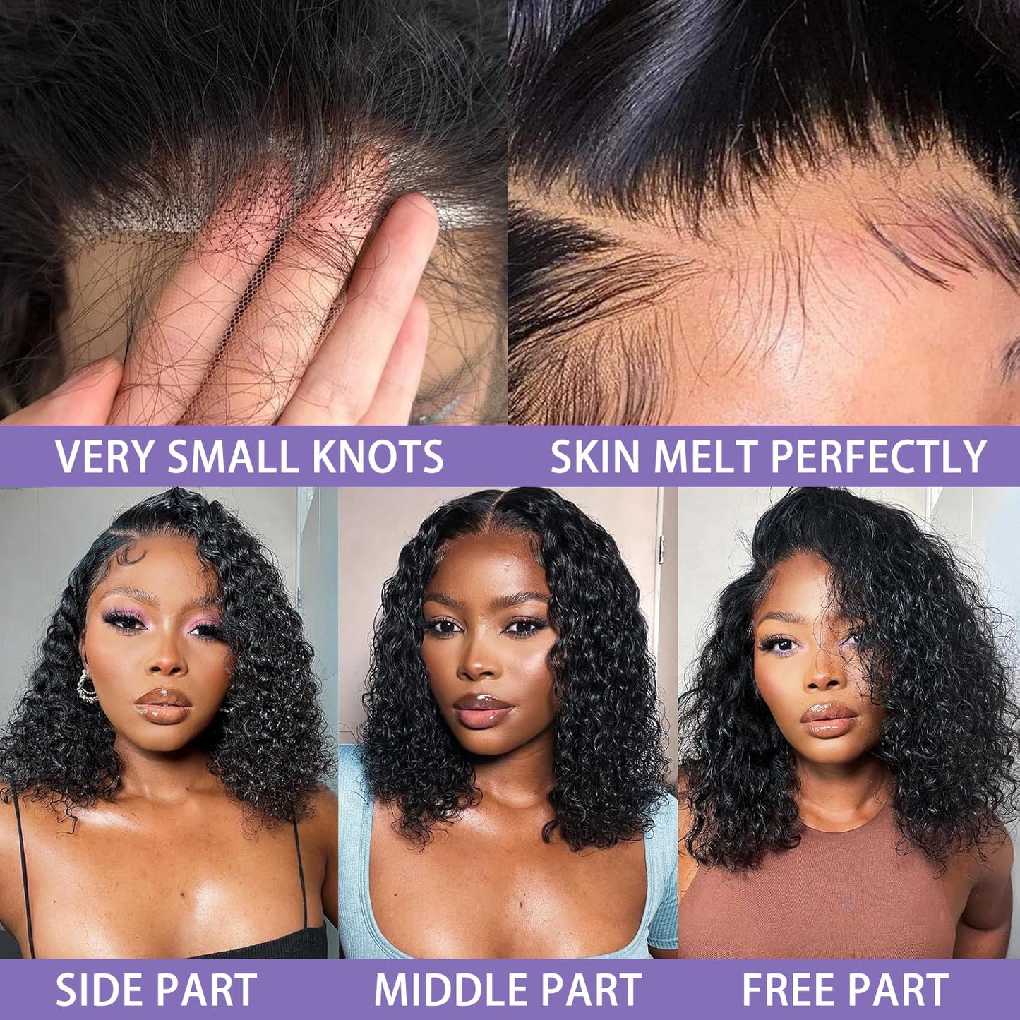 Sungirl Bob Wig Human Hair 13x4 Deep Wave Curly Lace Front Wigs Human Hair For Women Short Bob Human Hair Wig Pre Plucked with Baby Hair Glueless Hair Curly Wigs Nature Hairline 180% Density 14 Inch